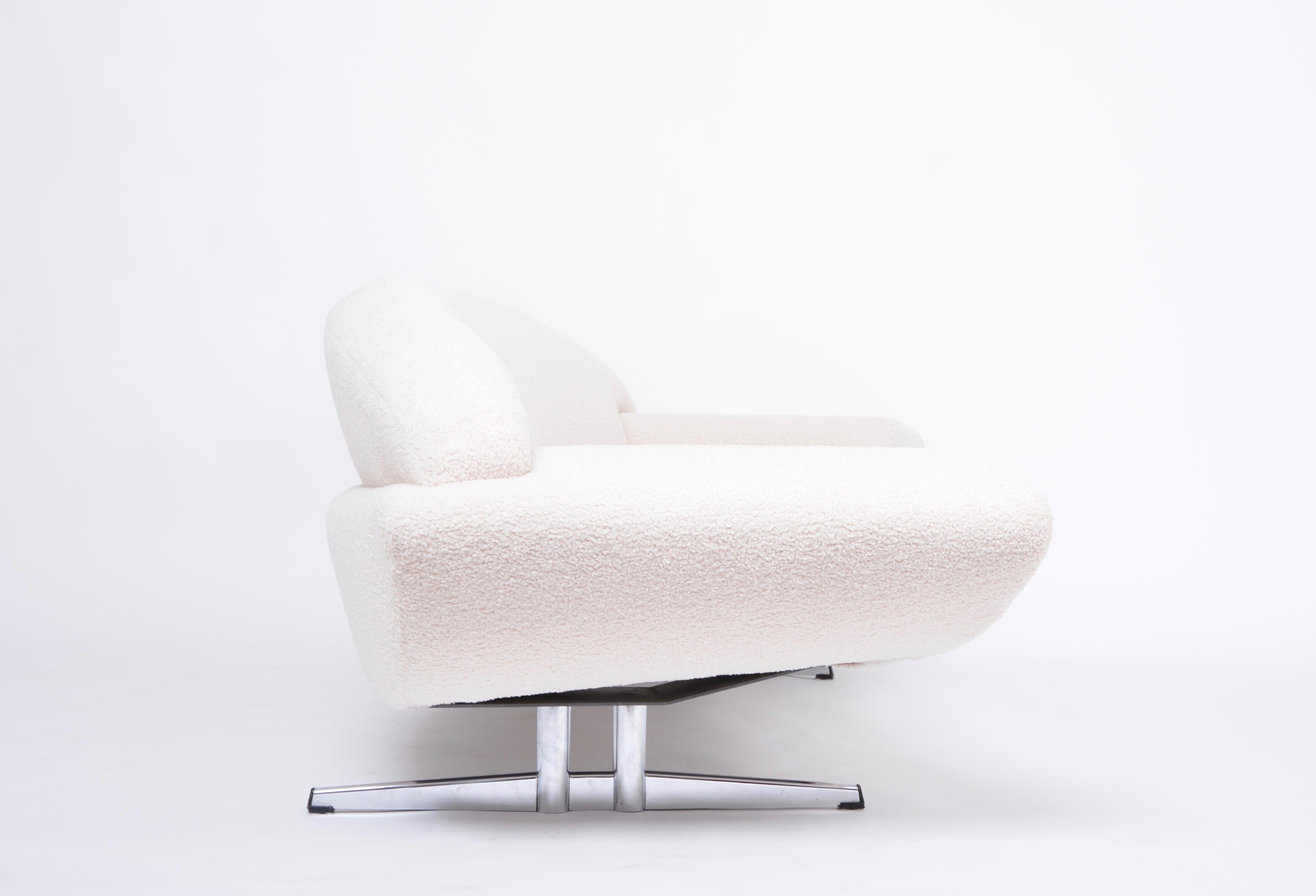 Mid-Century Modern Midcentury Capri Sofa by Johannes Andersen Reupholstered in White Teddy Fur For Sale