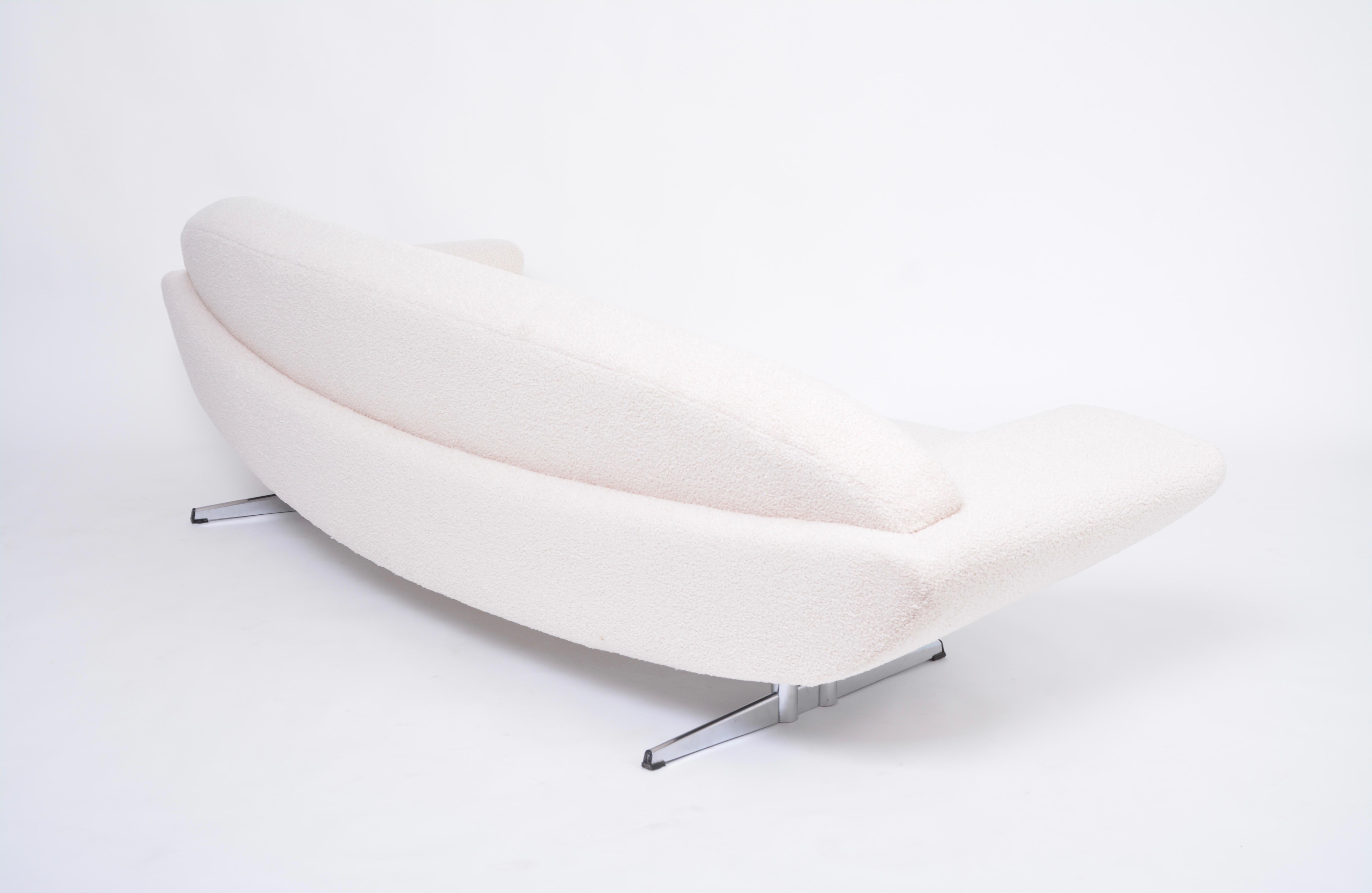 20th Century Midcentury Capri Sofa by Johannes Andersen Reupholstered in White Teddy Fur For Sale