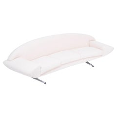 Capri-Sofa aus der Mitte des Jahrhunderts von Johannes Andersen, neu gepolstert mit weißem Teddy-Pelz