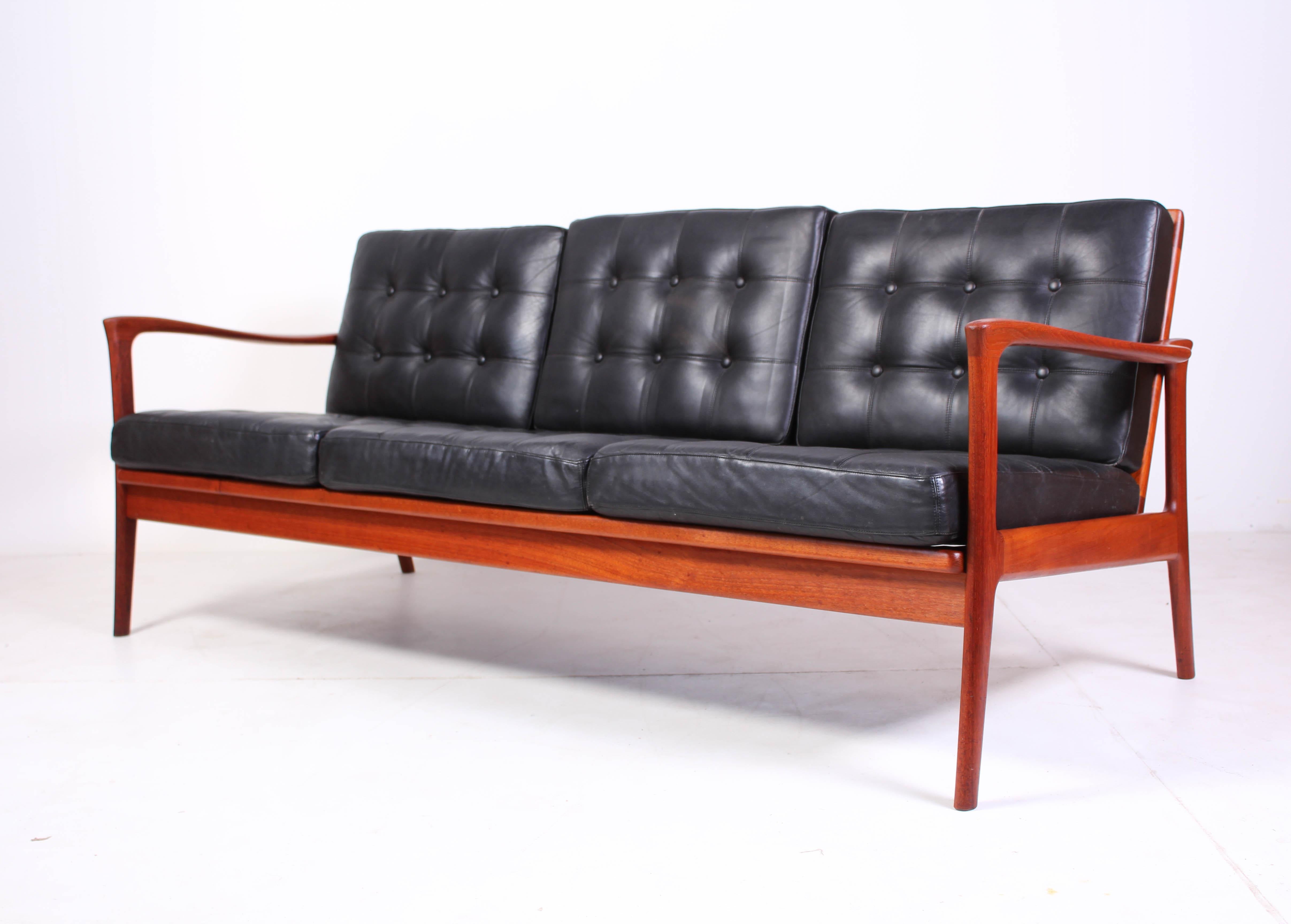 Midcentury Carl-Erik Johansson Teak & Leather Sofa 