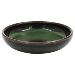 Midcentury Carl Harry Stålhane Nylund Green Ceramic Bowl, 1950s