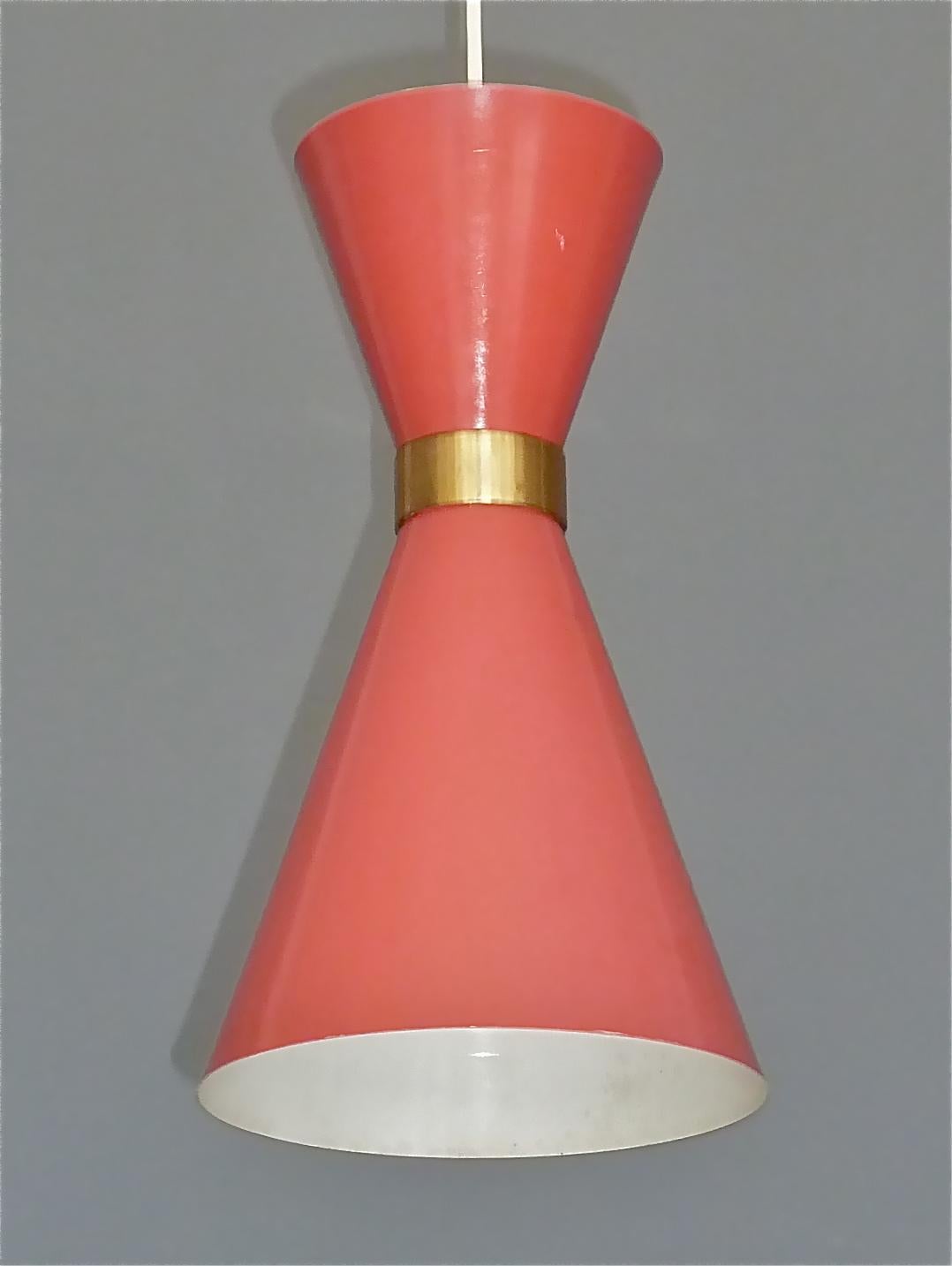 Midcentury Carl Moor BAG Turgi Pendant Lamp Diabolo Red Stilnovo Style 1950s For Sale 1