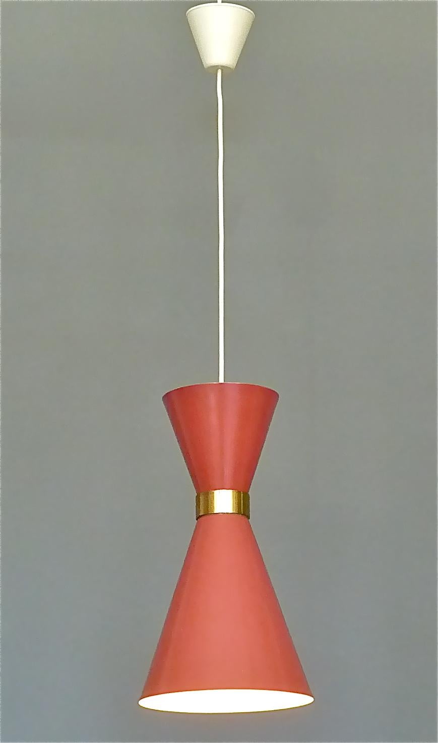 Midcentury Carl Moor BAG Turgi Pendant Lamp Diabolo Red Stilnovo Style 1950s For Sale 2