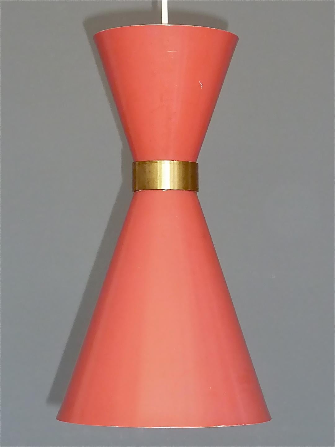 Mid-Century Modern Midcentury Carl Moor BAG Turgi Pendant Lamp Diabolo Red Stilnovo Style 1950s For Sale