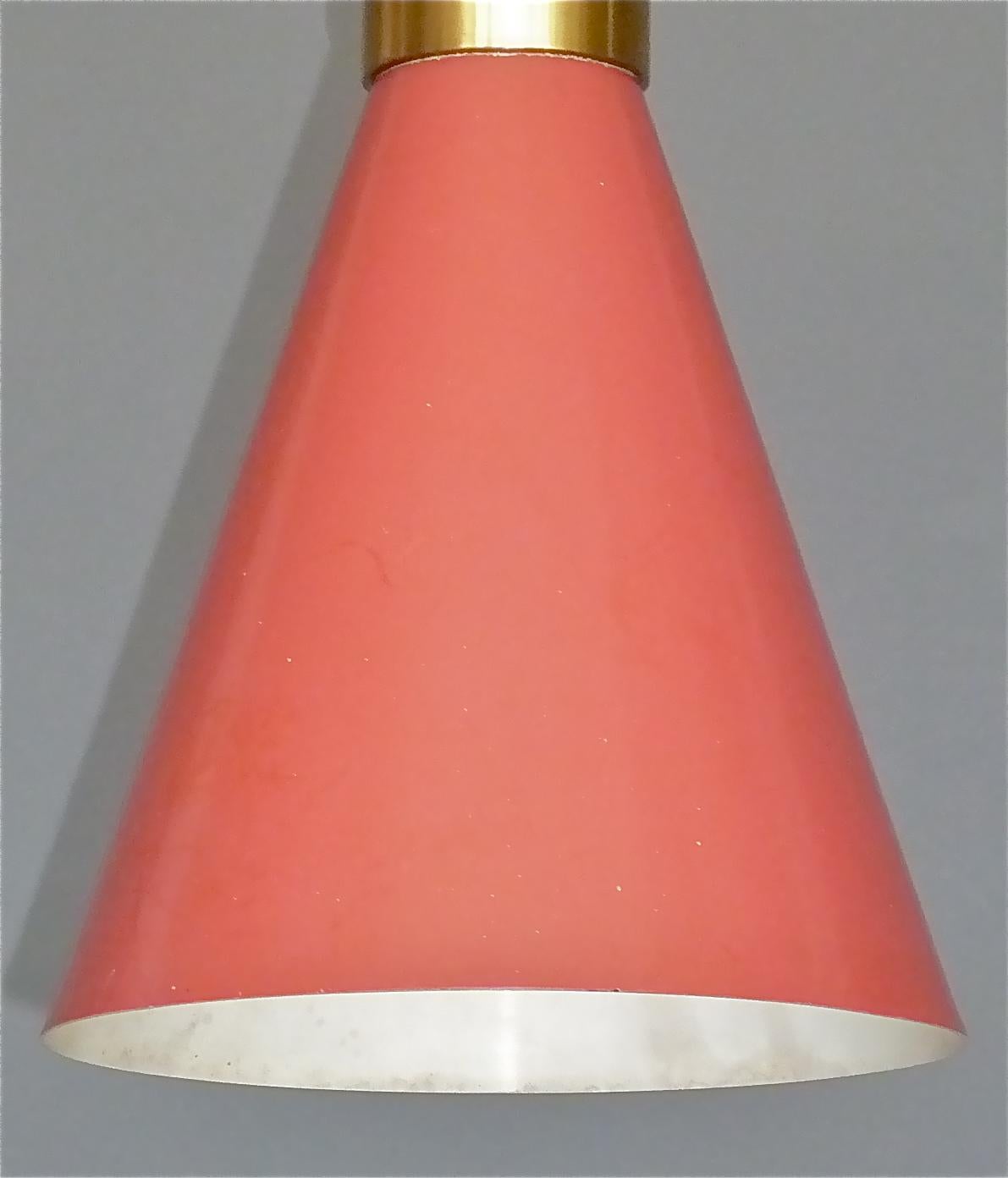 Aluminum Midcentury Carl Moor BAG Turgi Pendant Lamp Diabolo Red Stilnovo Style 1950s For Sale