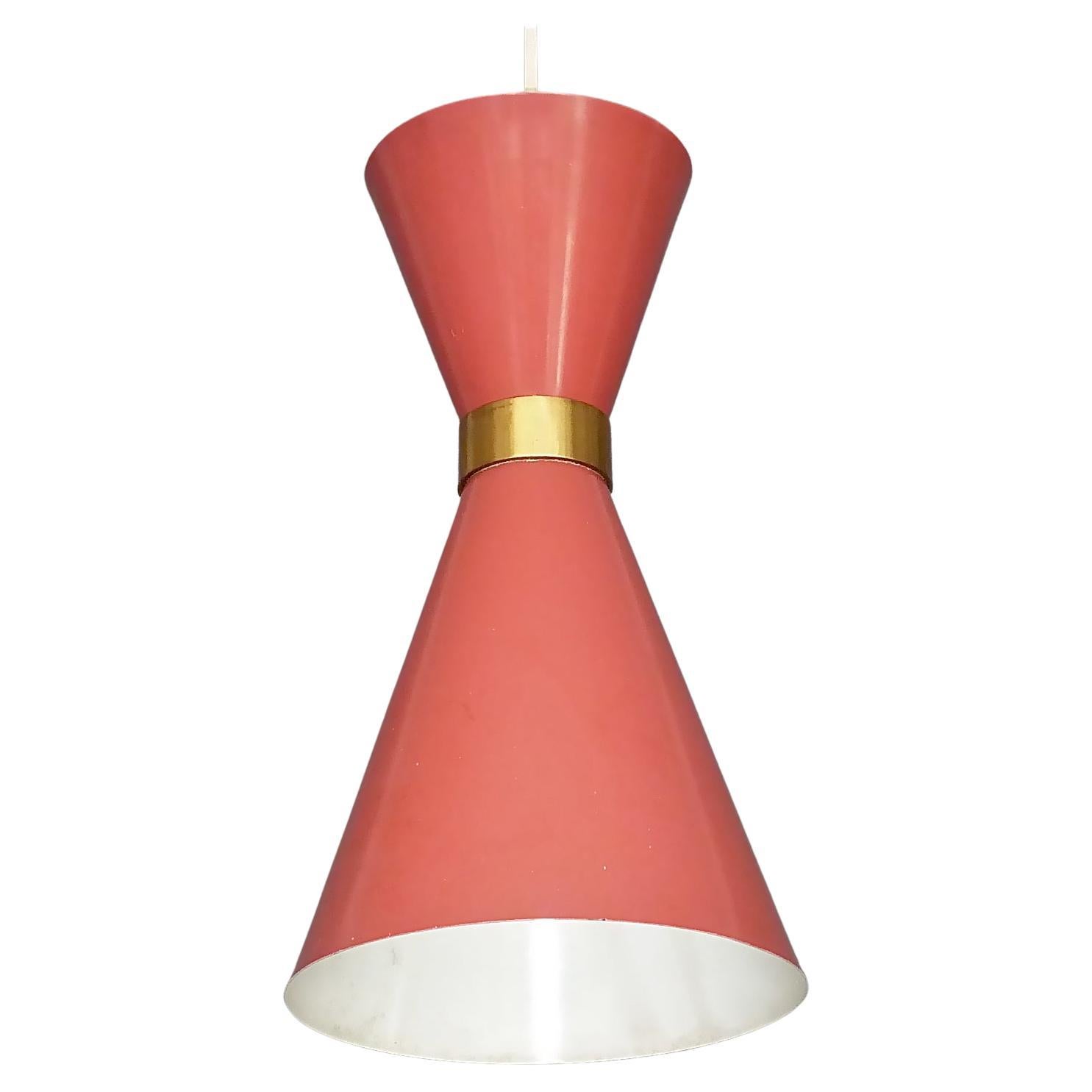 Lampe à suspension BAG Turgi Diabolo Red Stilnovo Style Midcentury Carl Moore 1950s en vente