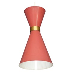 Midcentury Carl Moor BAG Turgi Pendant Lamp Diabolo Red Stilnovo Style 1950s