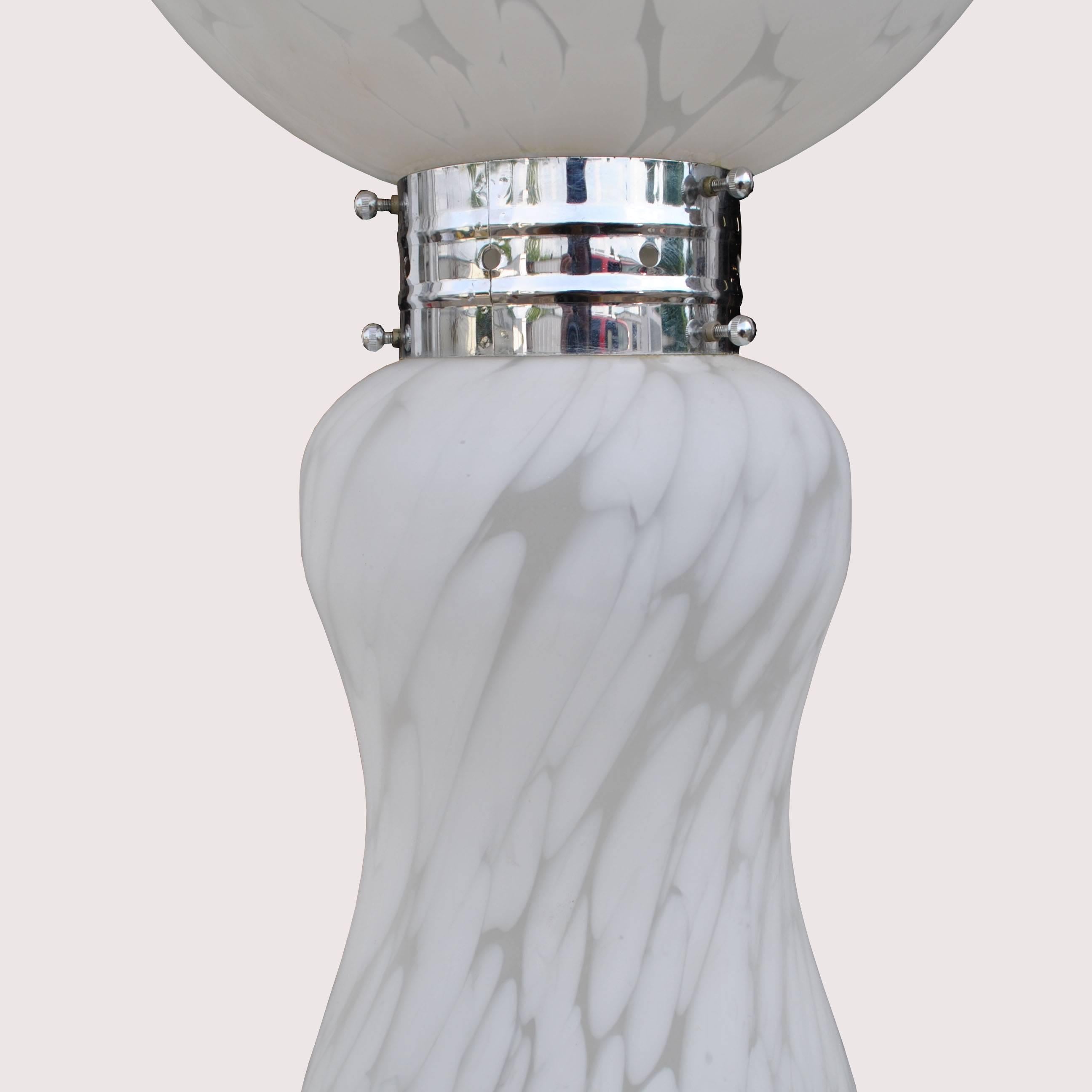 Blown Glass Midcentury Carlo Nason Mazzega Murano Glass and Chrome Floor Lamp