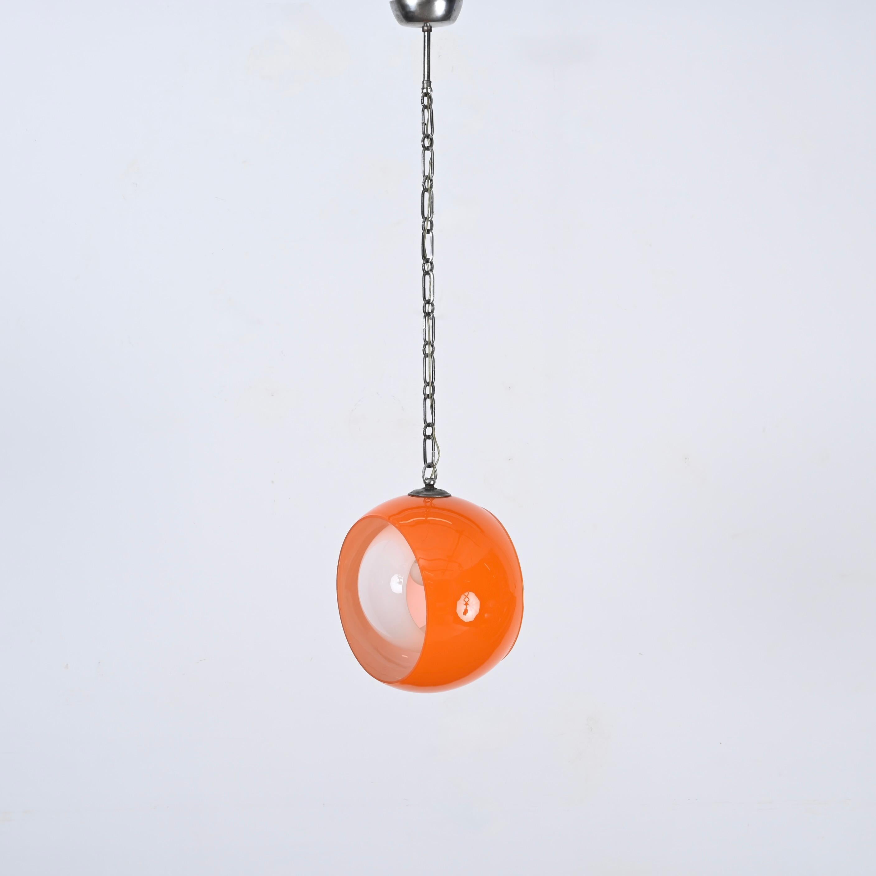 Lampe « Eclipse » en verre de Murano orange de Nason pour Mazzega, Italie, années 1960 en vente 6