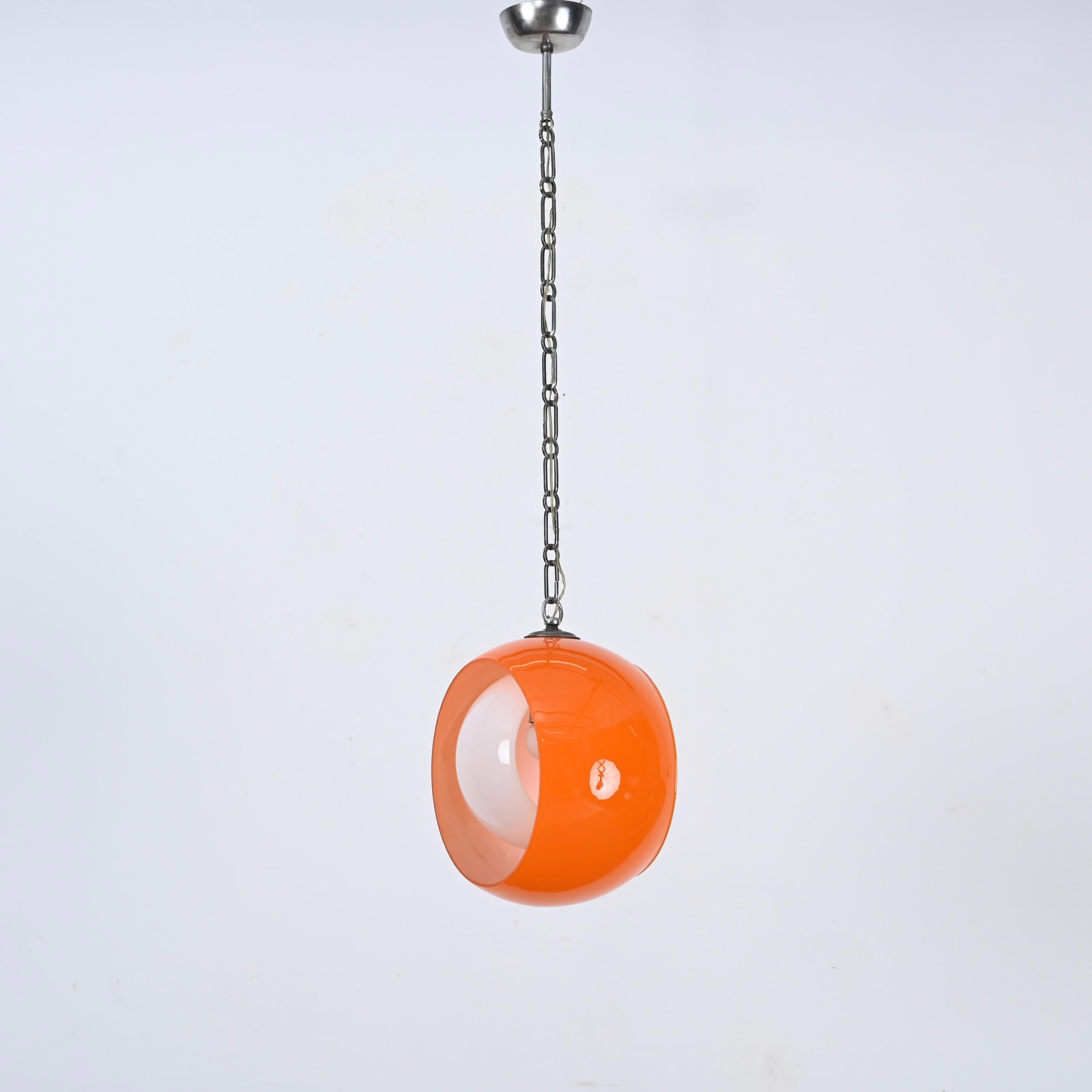Fait main Lampe « Eclipse » en verre de Murano orange de Nason pour Mazzega, Italie, années 1960 en vente