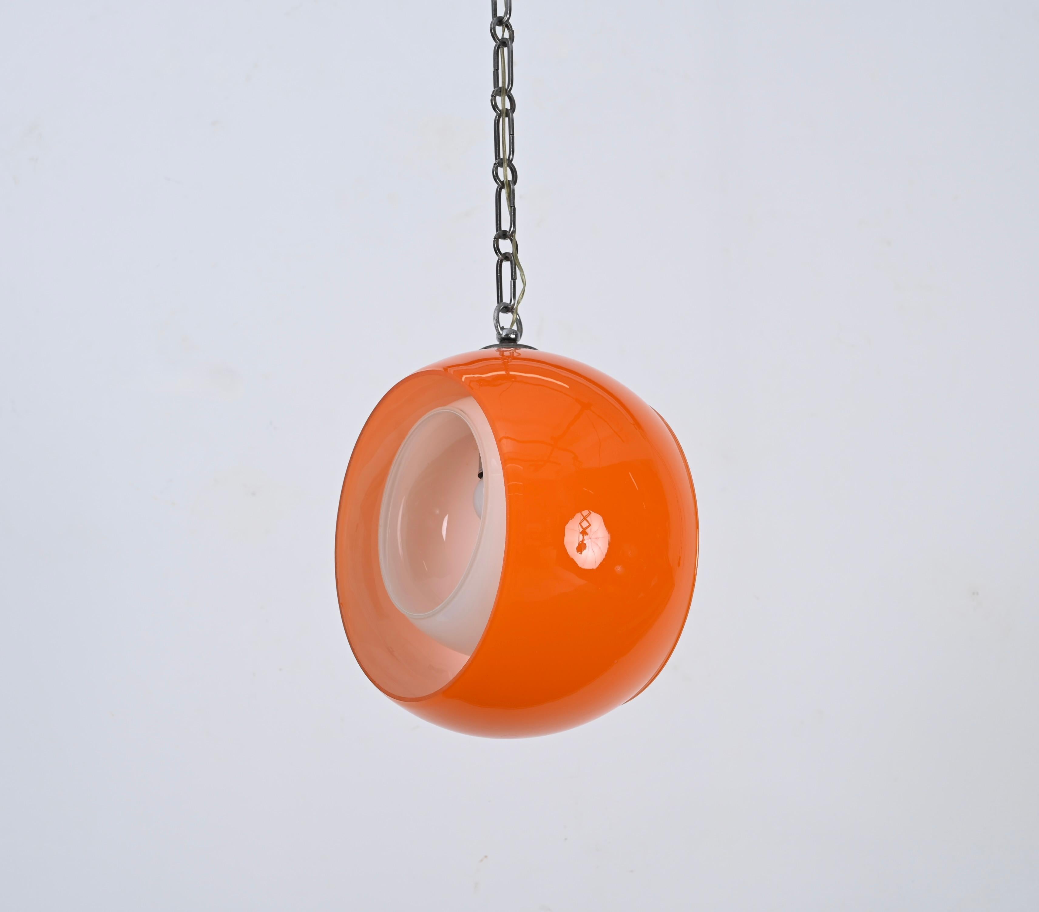 20ième siècle Lampe « Eclipse » en verre de Murano orange de Nason pour Mazzega, Italie, années 1960 en vente