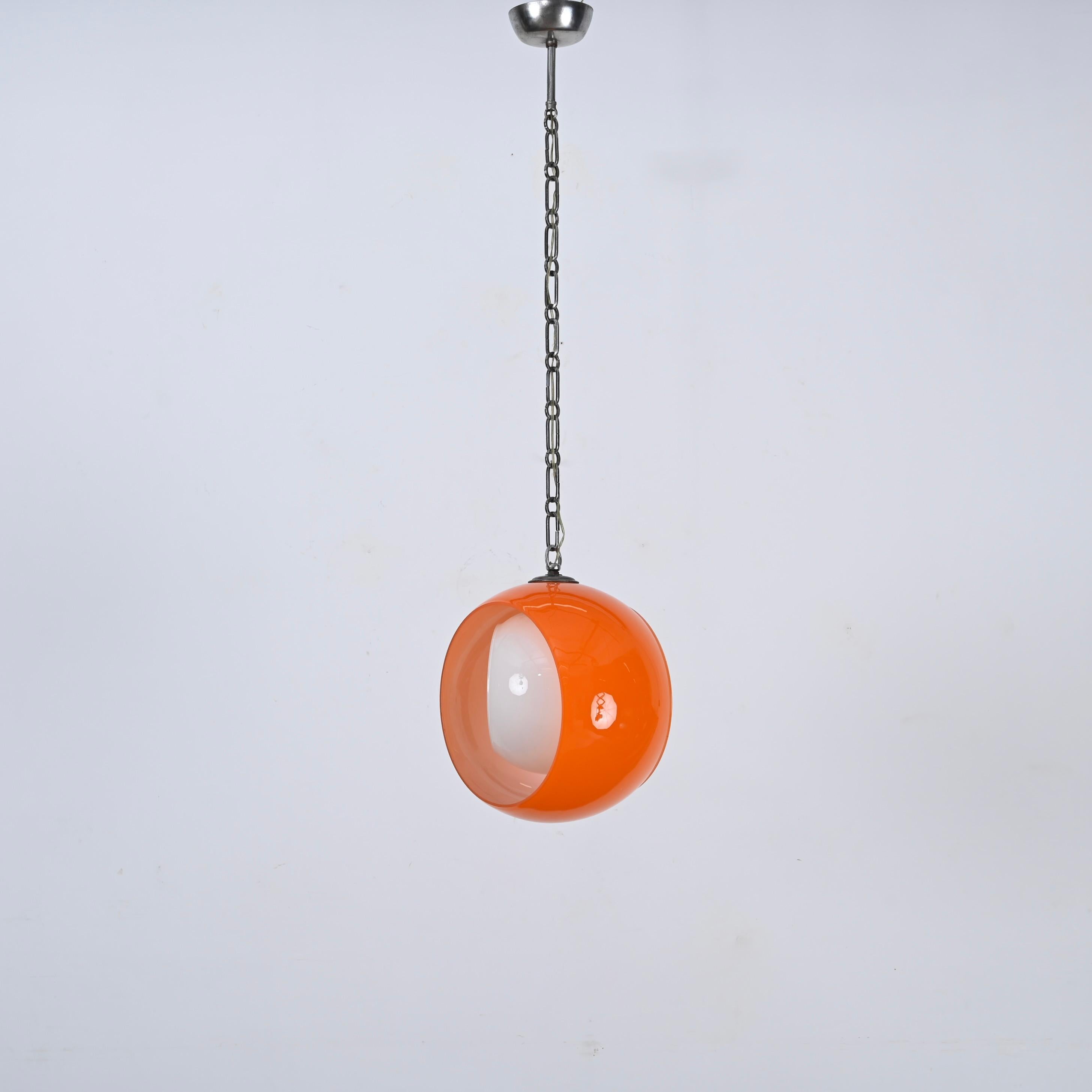 Lampe « Eclipse » en verre de Murano orange de Nason pour Mazzega, Italie, années 1960 en vente 1