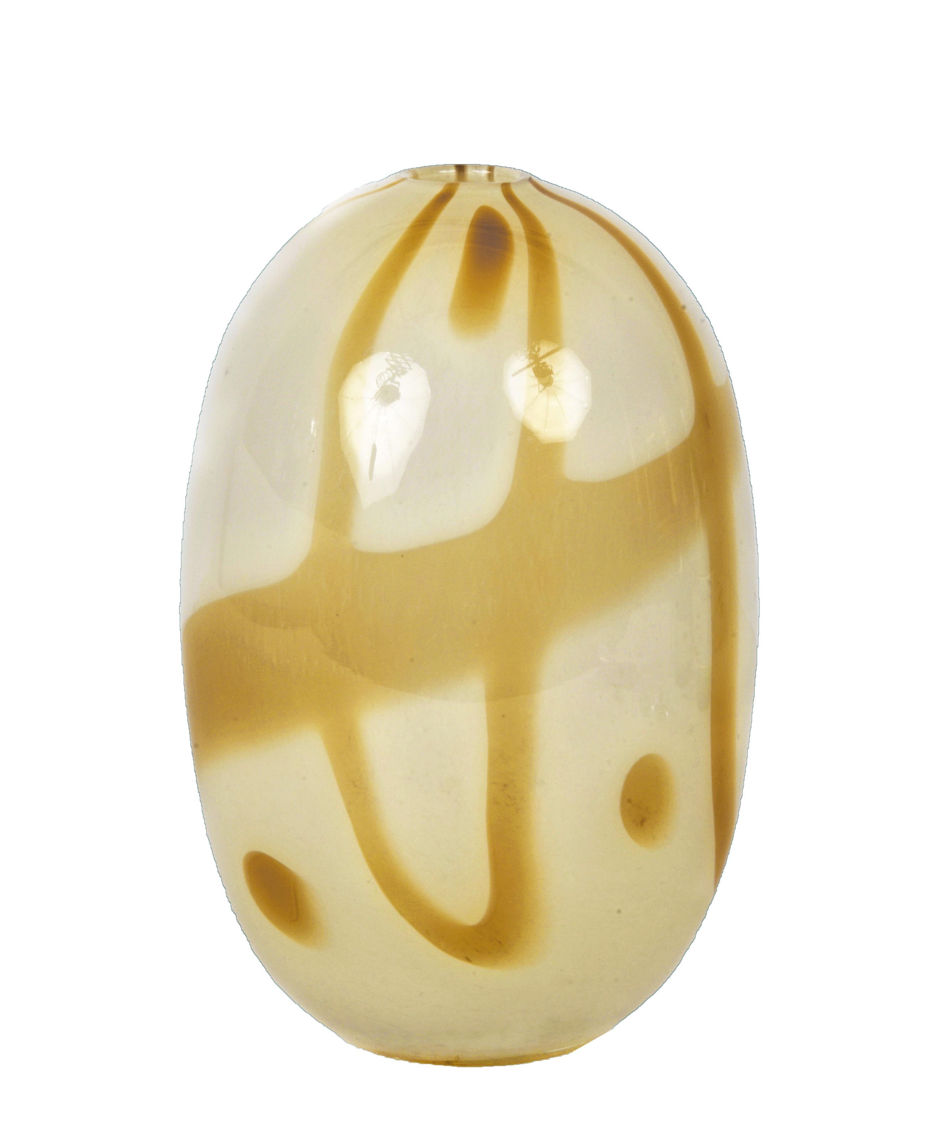 Midcentury Carlo Scarpa Light Beige Murano Glass Italian Vase for Venini, 1960s 1