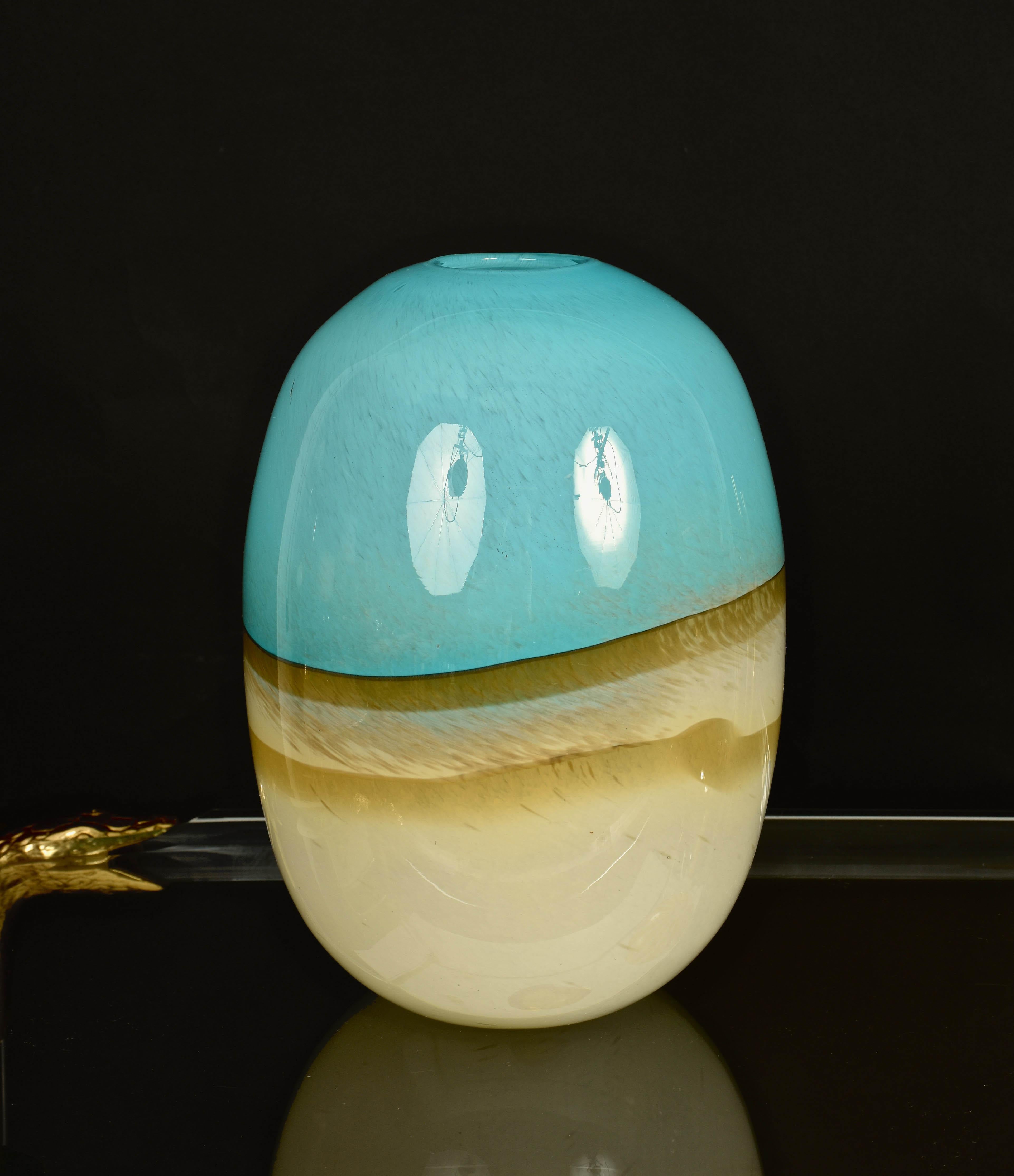 Midcentury Carlo Scarpa Light Blue Murano Glass Italian Vase for Venini, 1960s 3
