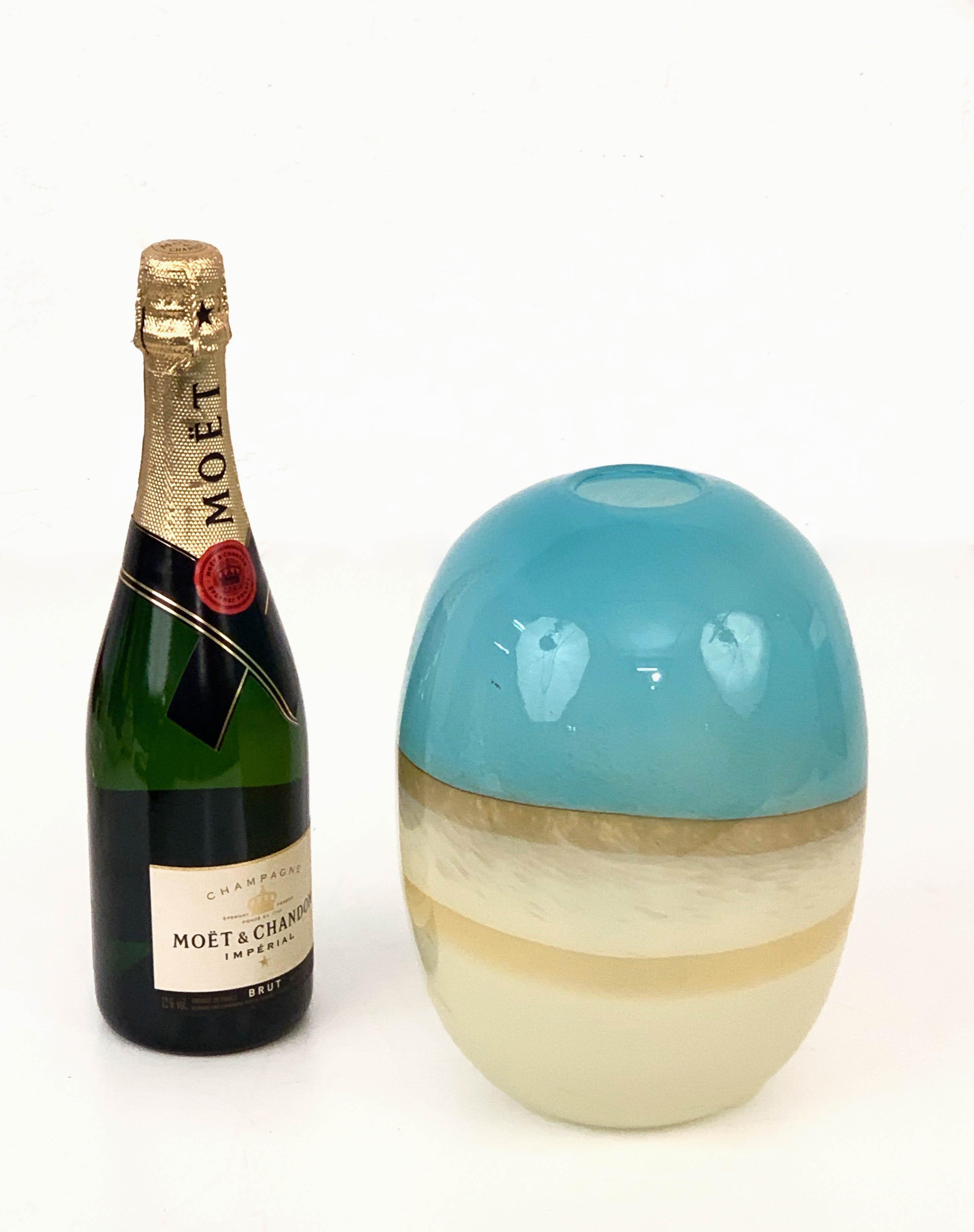 Midcentury Carlo Scarpa Light Blue Murano Glass Italian Vase for Venini, 1960s 10