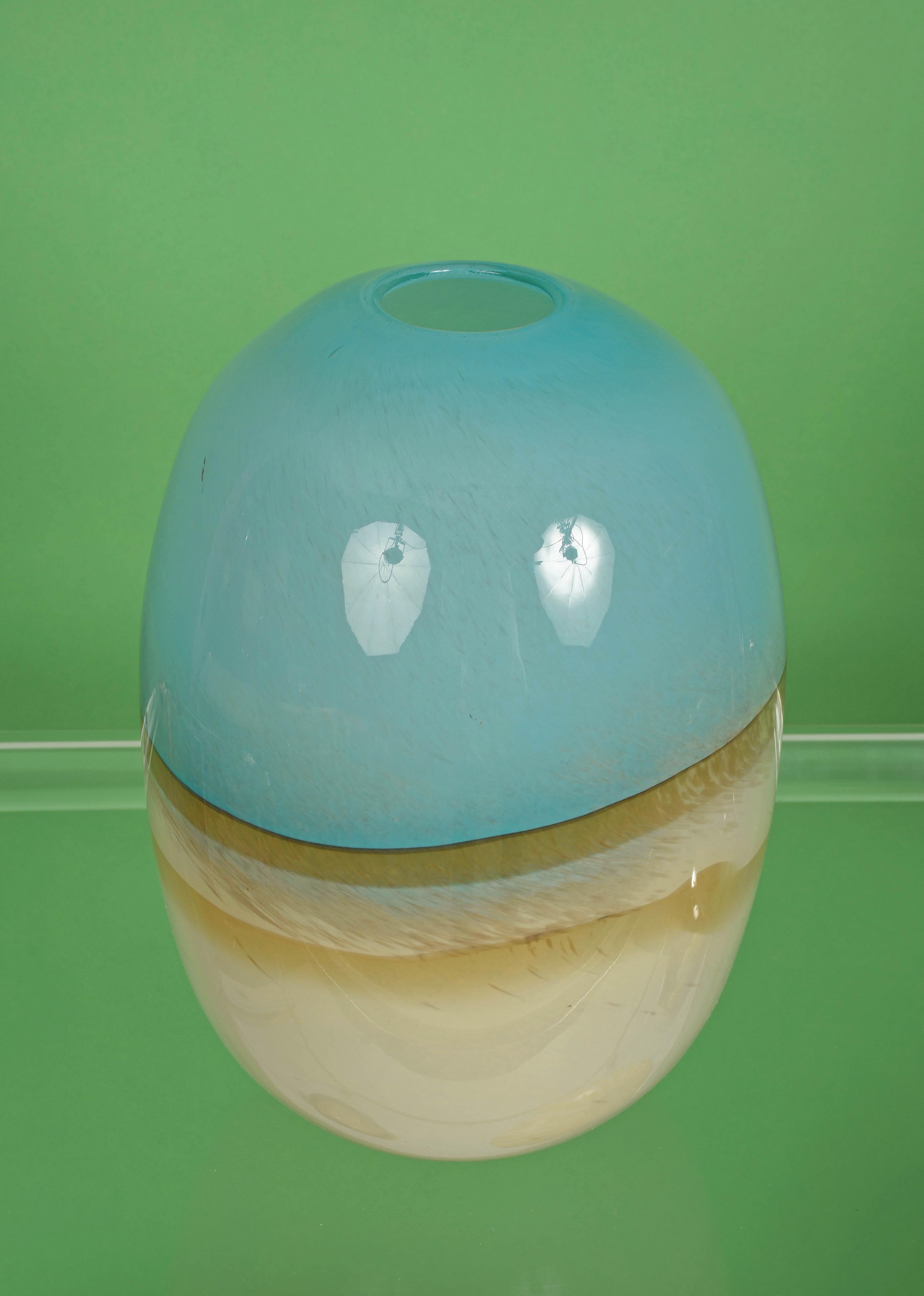 Midcentury Carlo Scarpa Light Blue Murano Glass Italian Vase for Venini, 1960s 1
