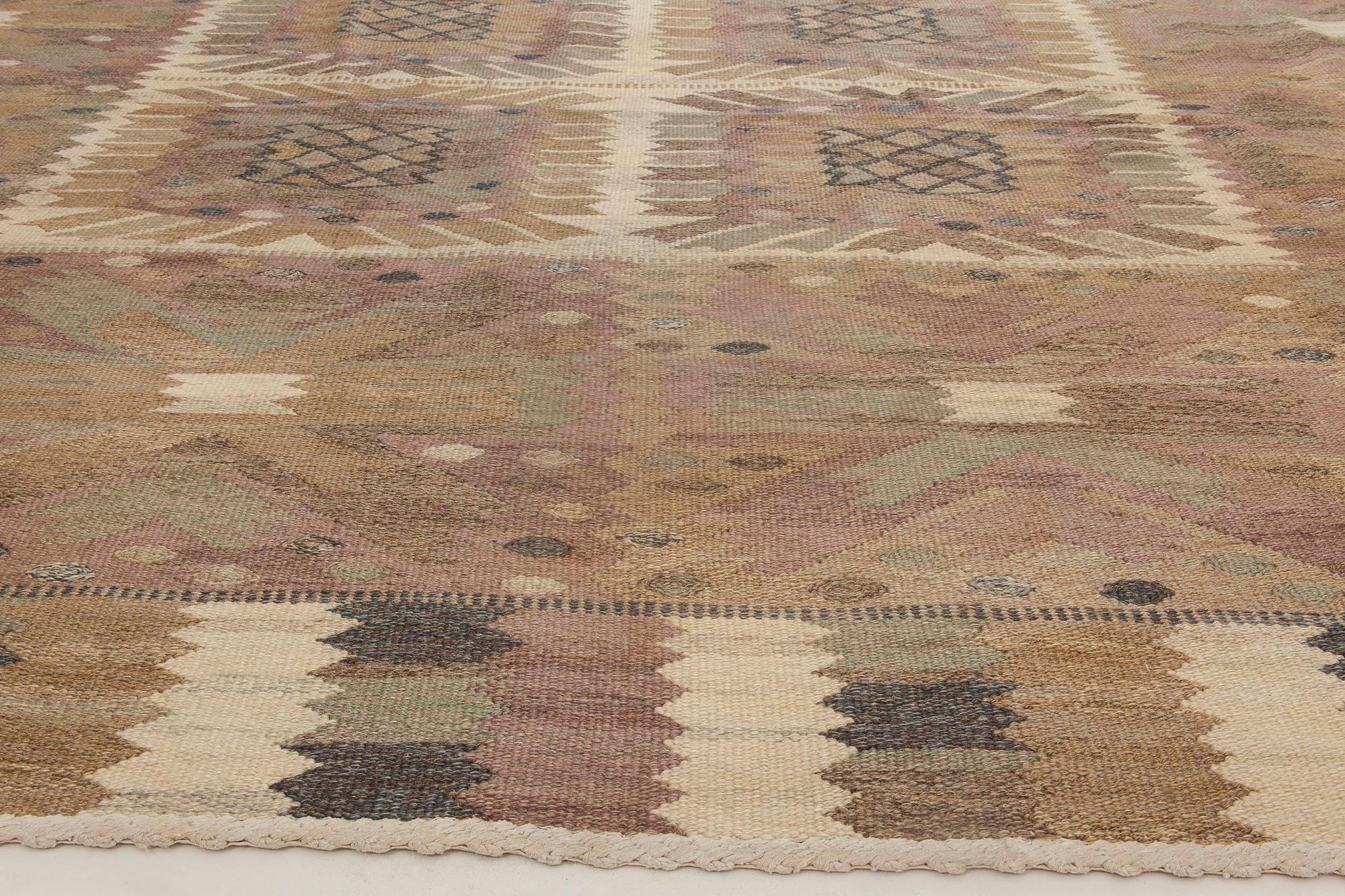 Hand-Woven Midcentury Carnation Tapestry Weave Rug by Marta Maas-Fjetterstrom