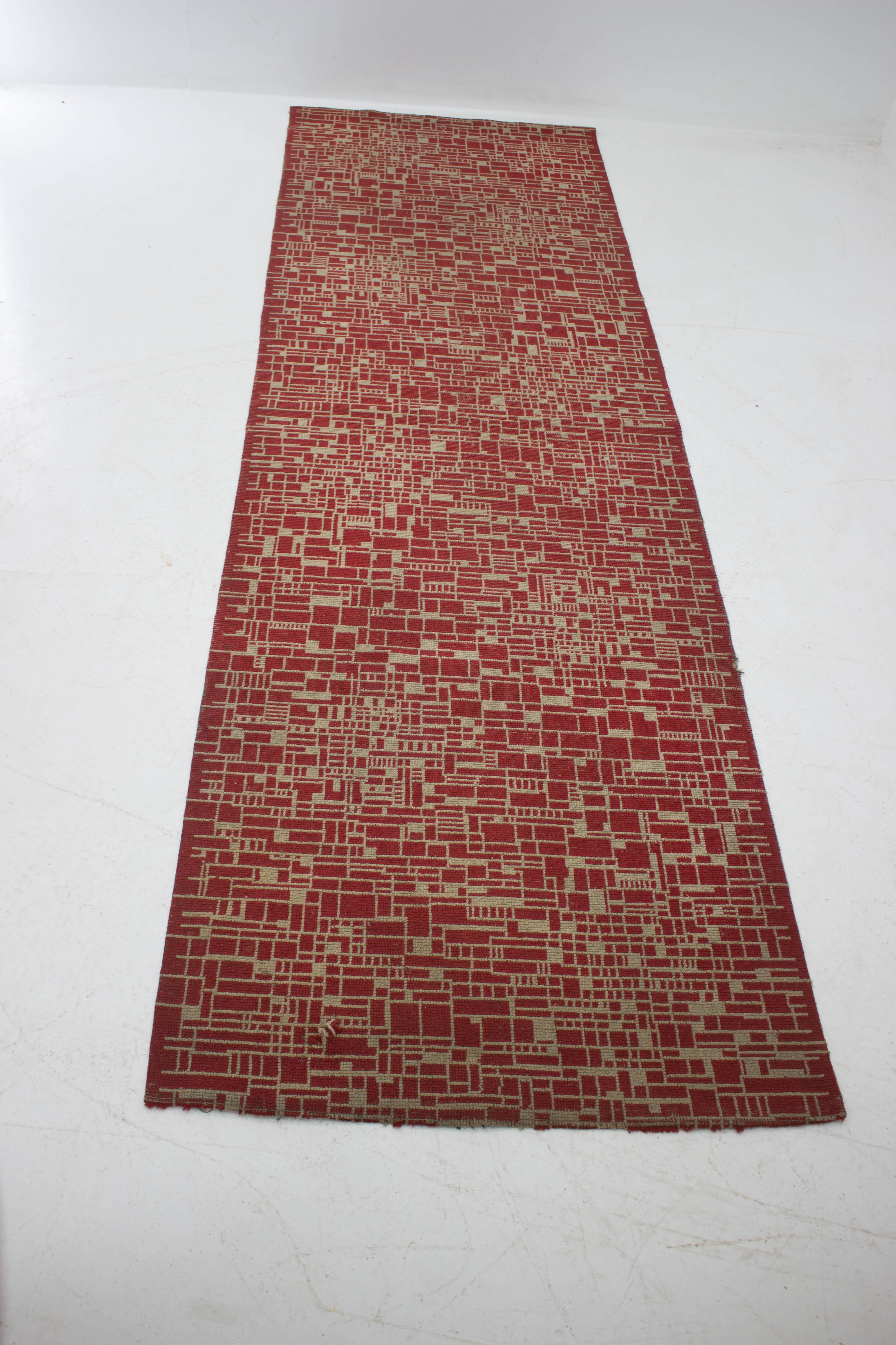 Bouclé, nice pattern, Czechoslovakia, 1950s, measures: 300 x 90 cm. Professionally cleaned.