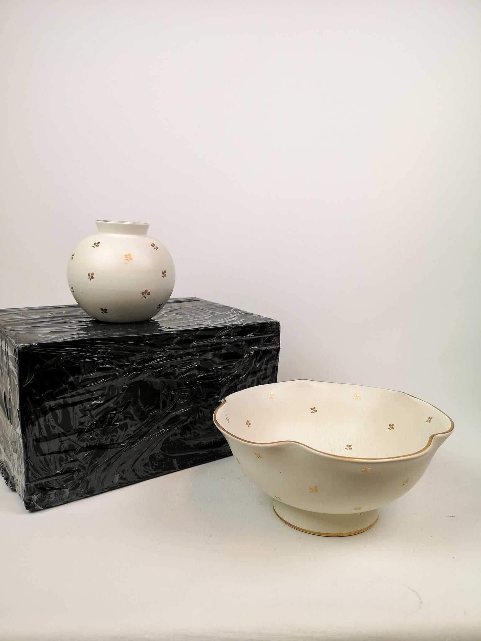 Midcentury Carrara Vase and Bowl by Gustavsberg Wilhelm Kåge, 1940s 5