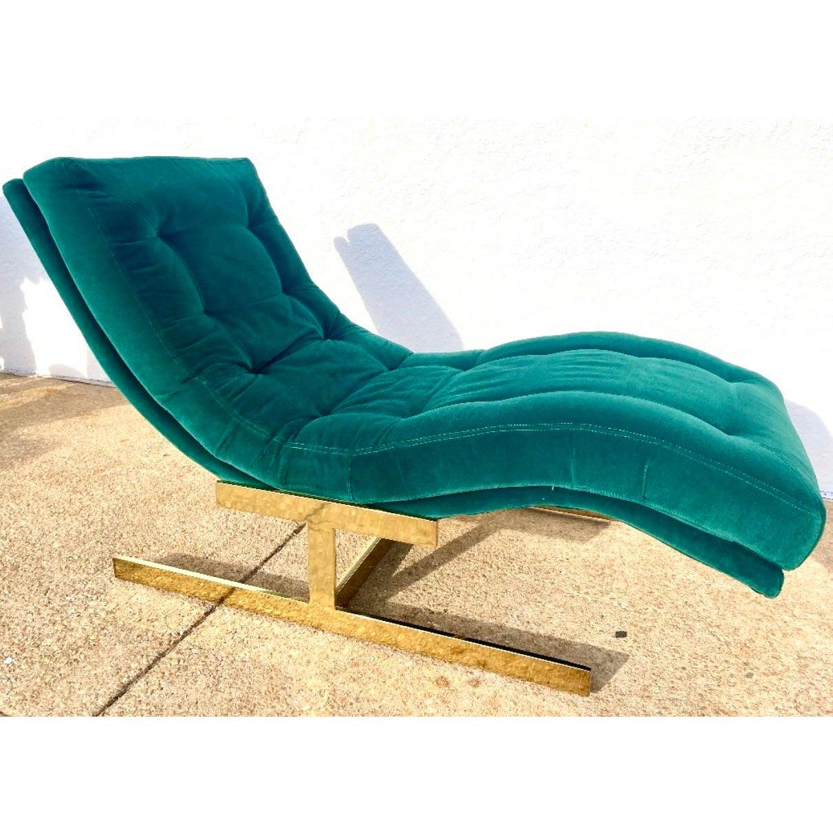 North American Midcentury Carson’s Wave Chaise Lounge After Milo Baughman