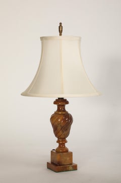 Midcentury Carved Amber-Colored Onyx Table Lamp