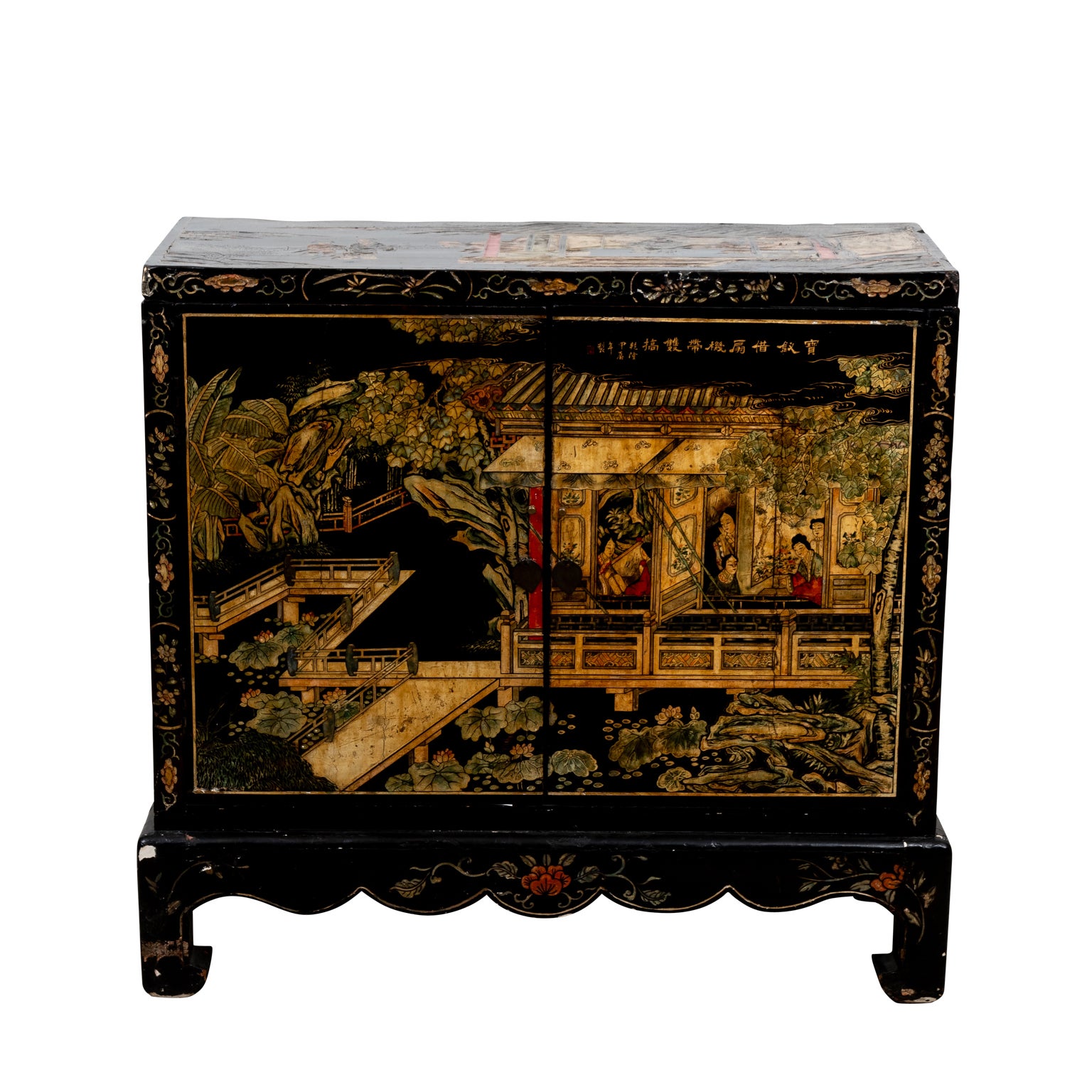 Midcentury carved chinoiserie cabinet, USA, 1950s.
  