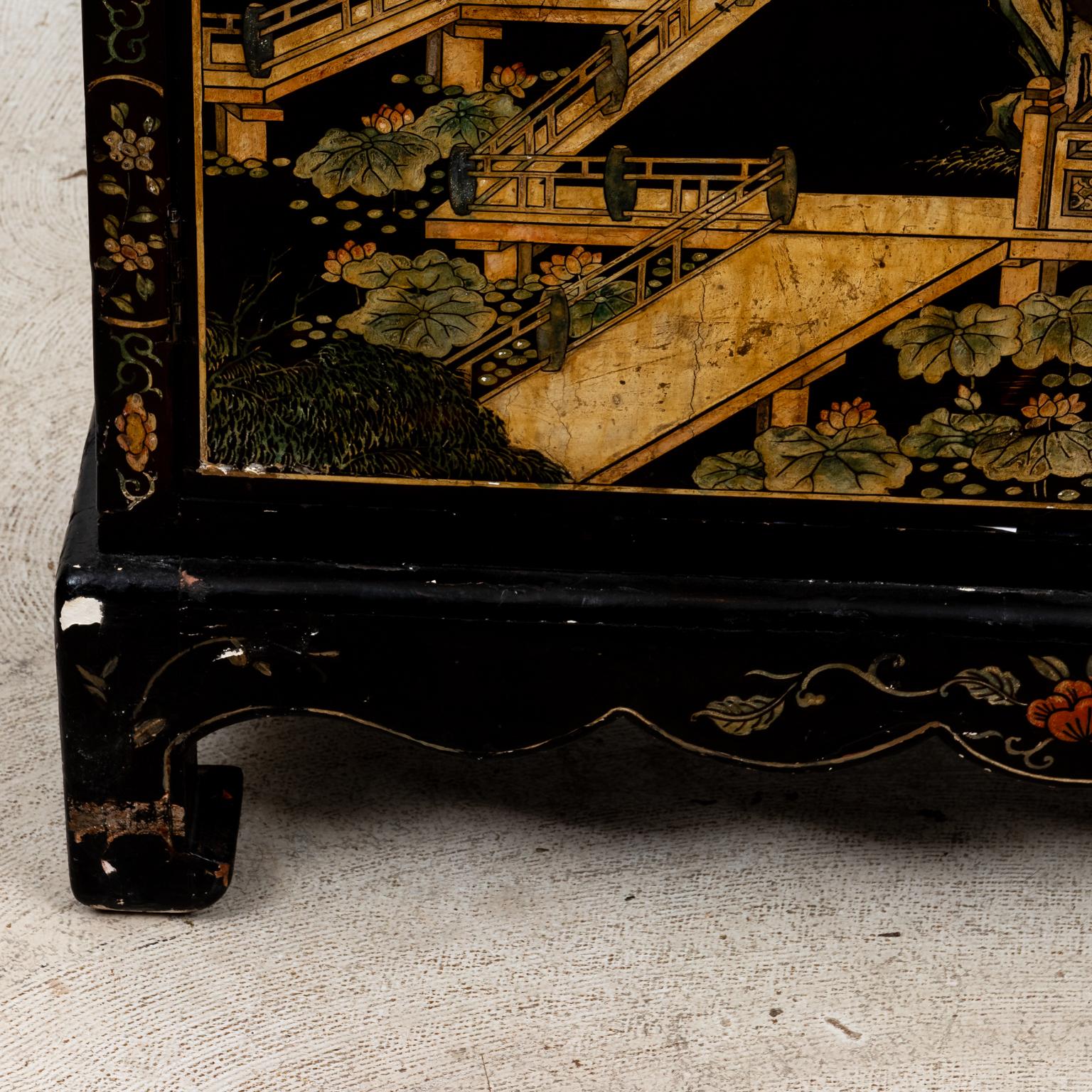 Wood Midcentury Carved Chinoiserie Cabinet