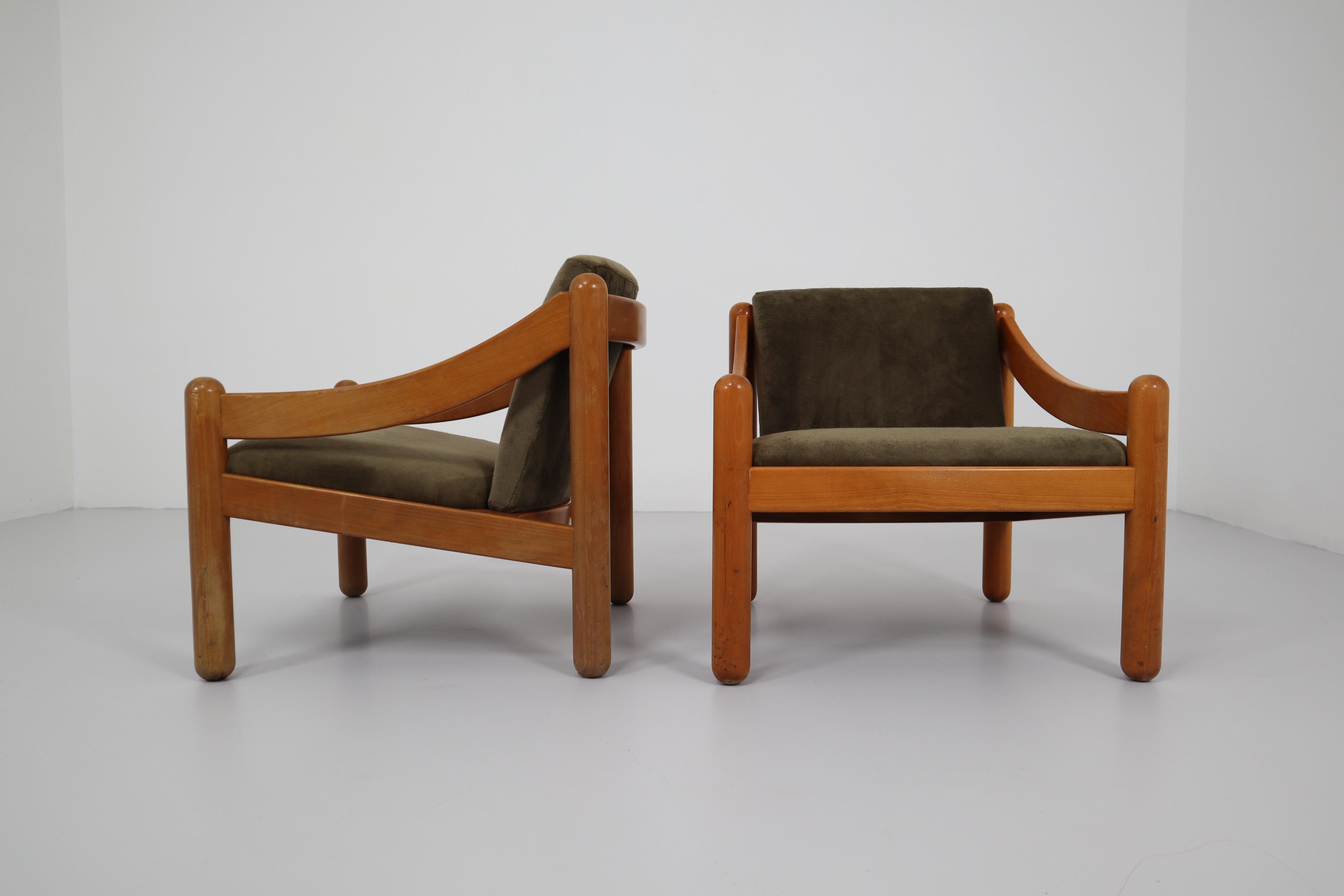 Mid-Century Modern Midcentury Cassina Carimate Chairs by Vico Magistretti, Italy, 1970s