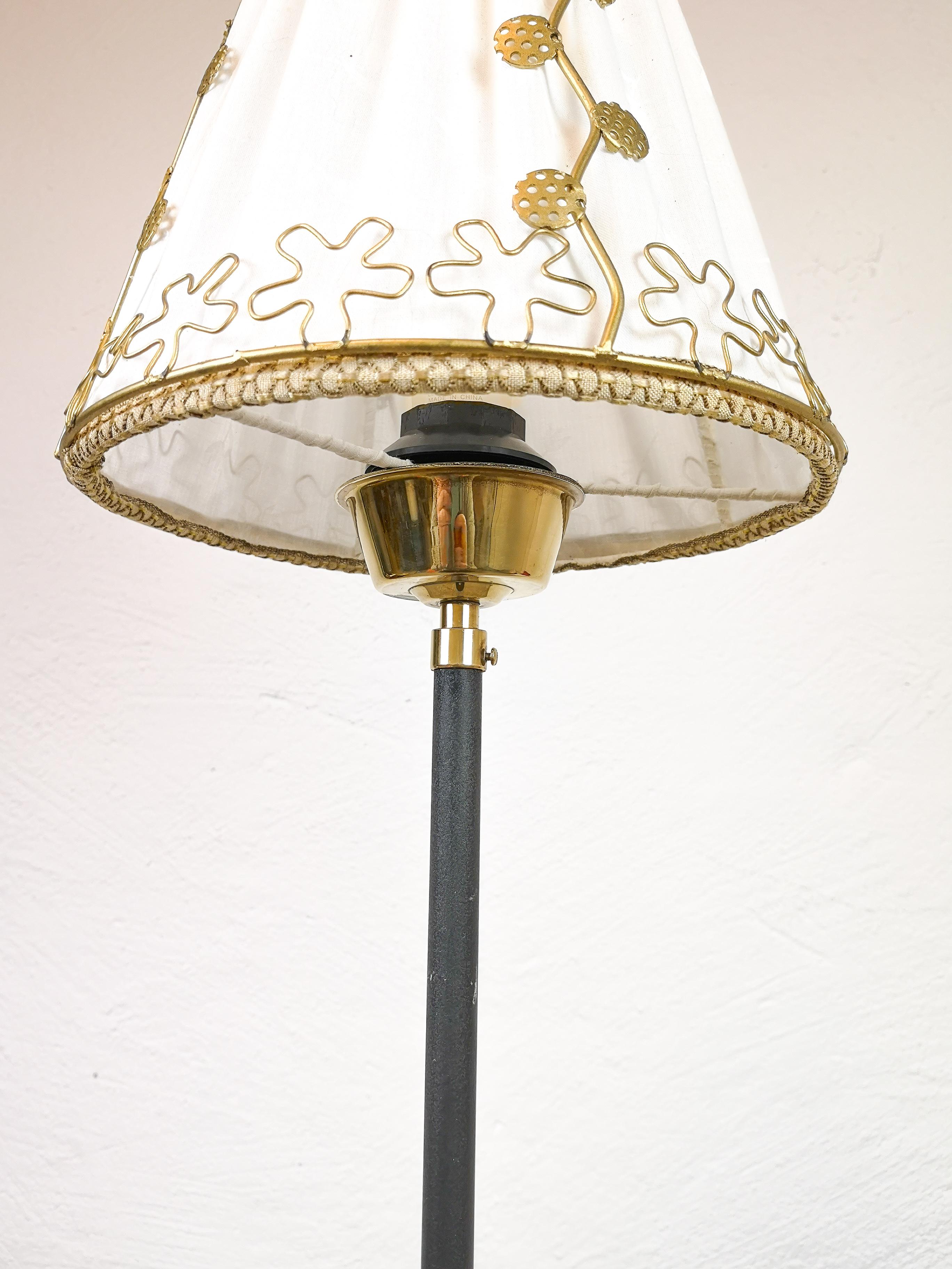 Midcentury Cast Iron and Brass Floor Lamp Ewå, Sweden, 1960s 1
