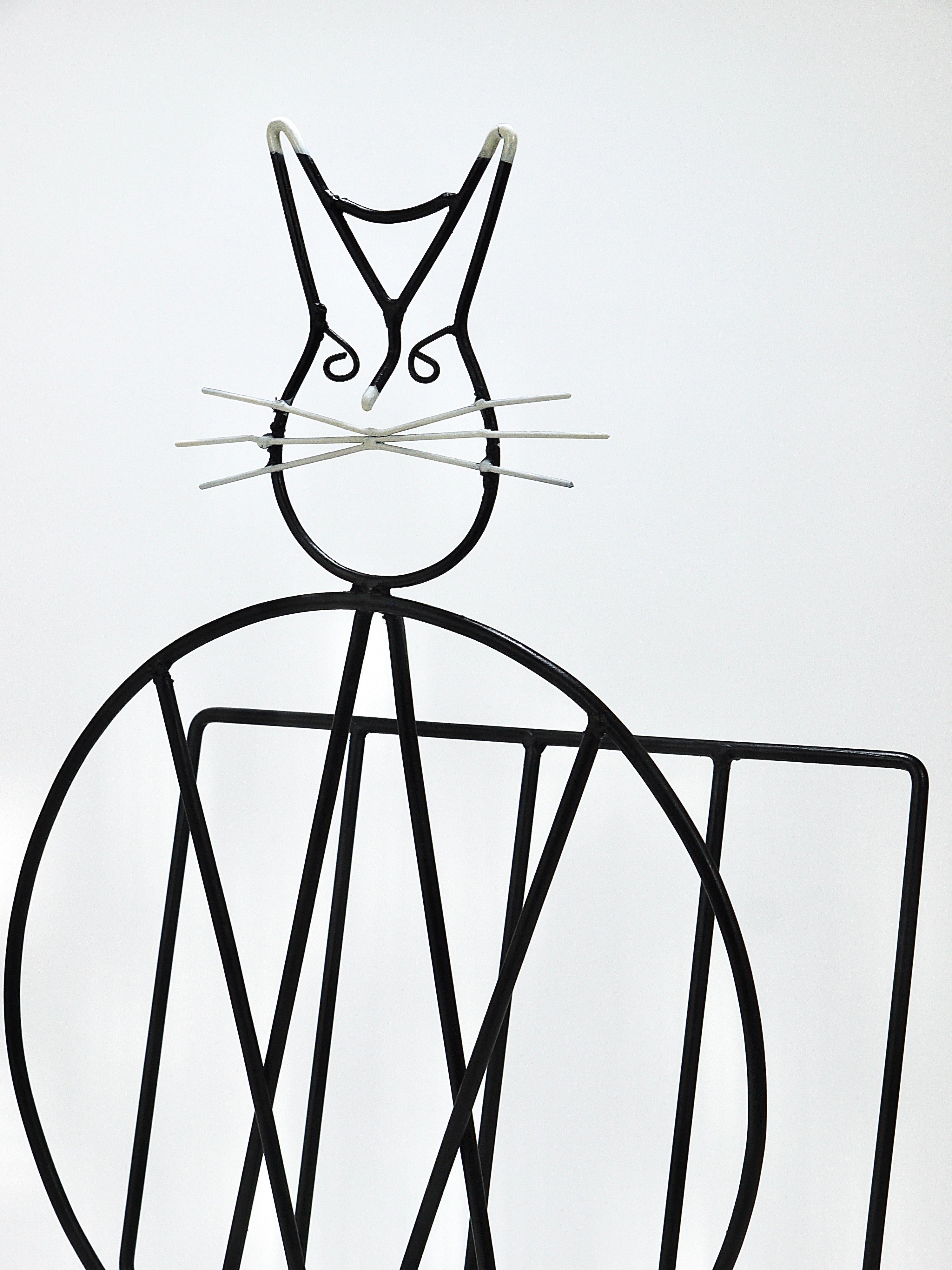 Katzenförmiger Zeitschriftenständer oder Plattenständer aus der Jahrhundertmitte, Eisen, Italien, 1950er Jahre im Angebot 7