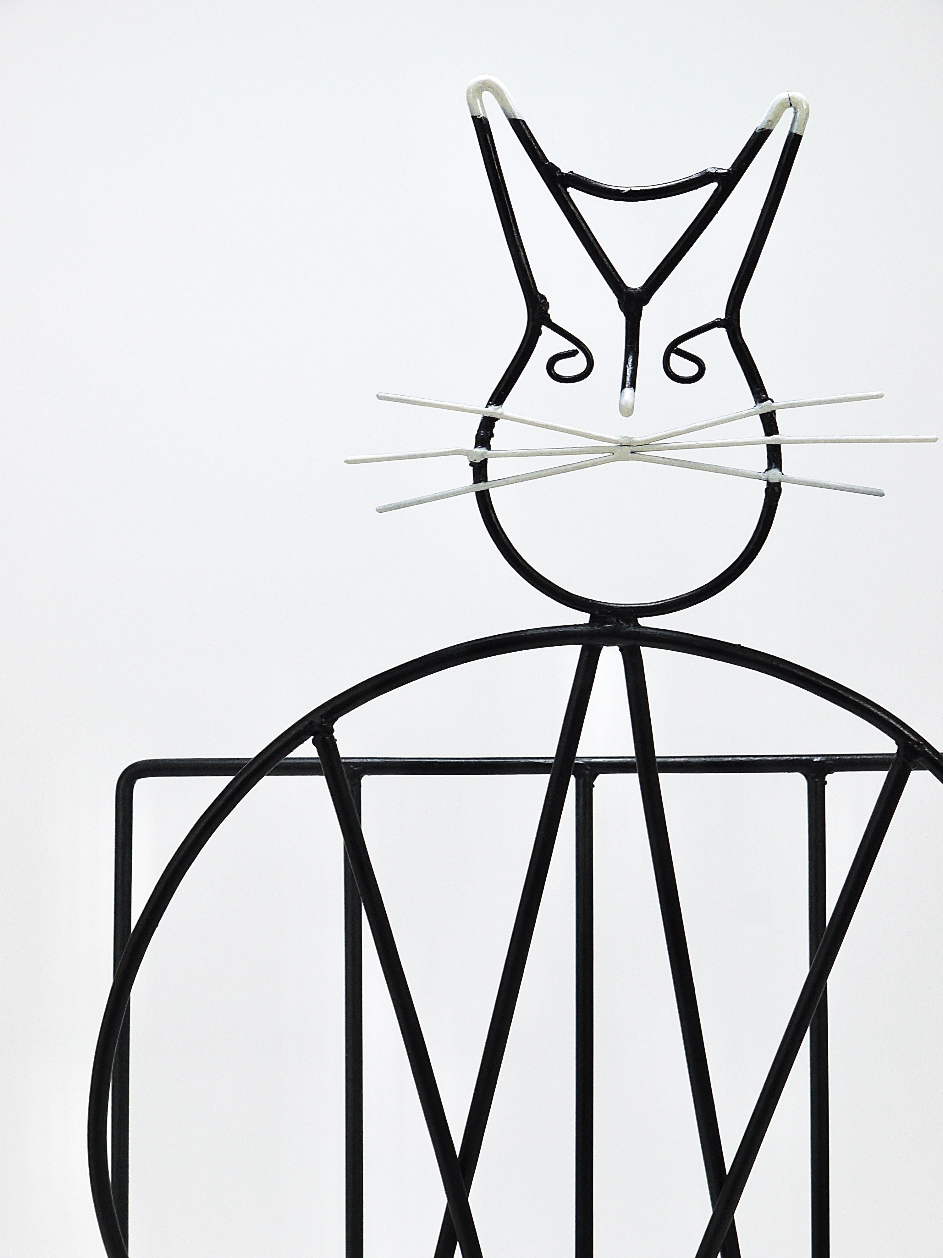 Midcentury Cat Shaped Magazine Stand or Record Rack, Iron, Italy, 1950s For Sale 2
