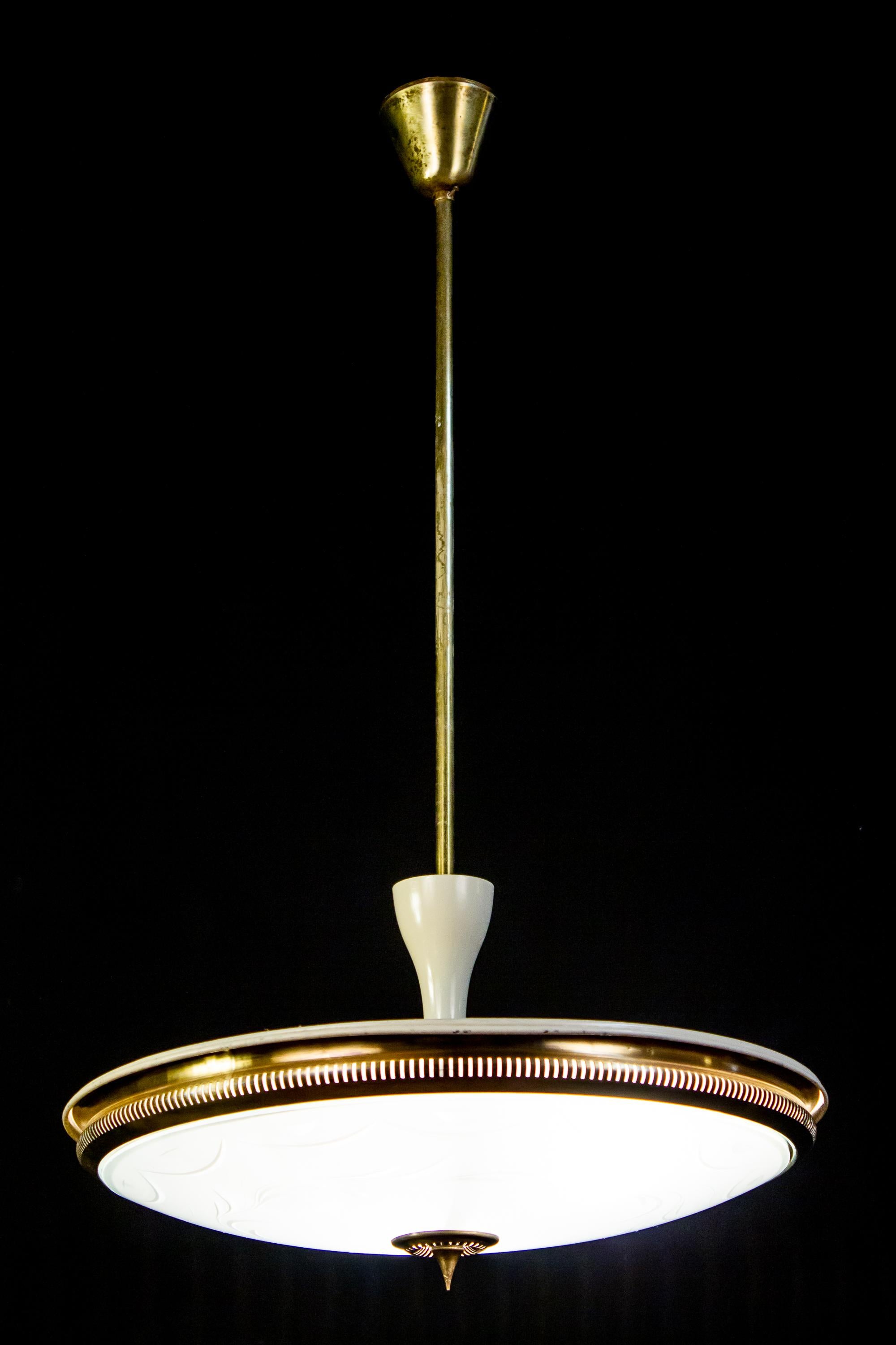 Midcentury Ceiling Fixture or Pendant by Luigi Brusotti, Italy, 1940 For Sale 8