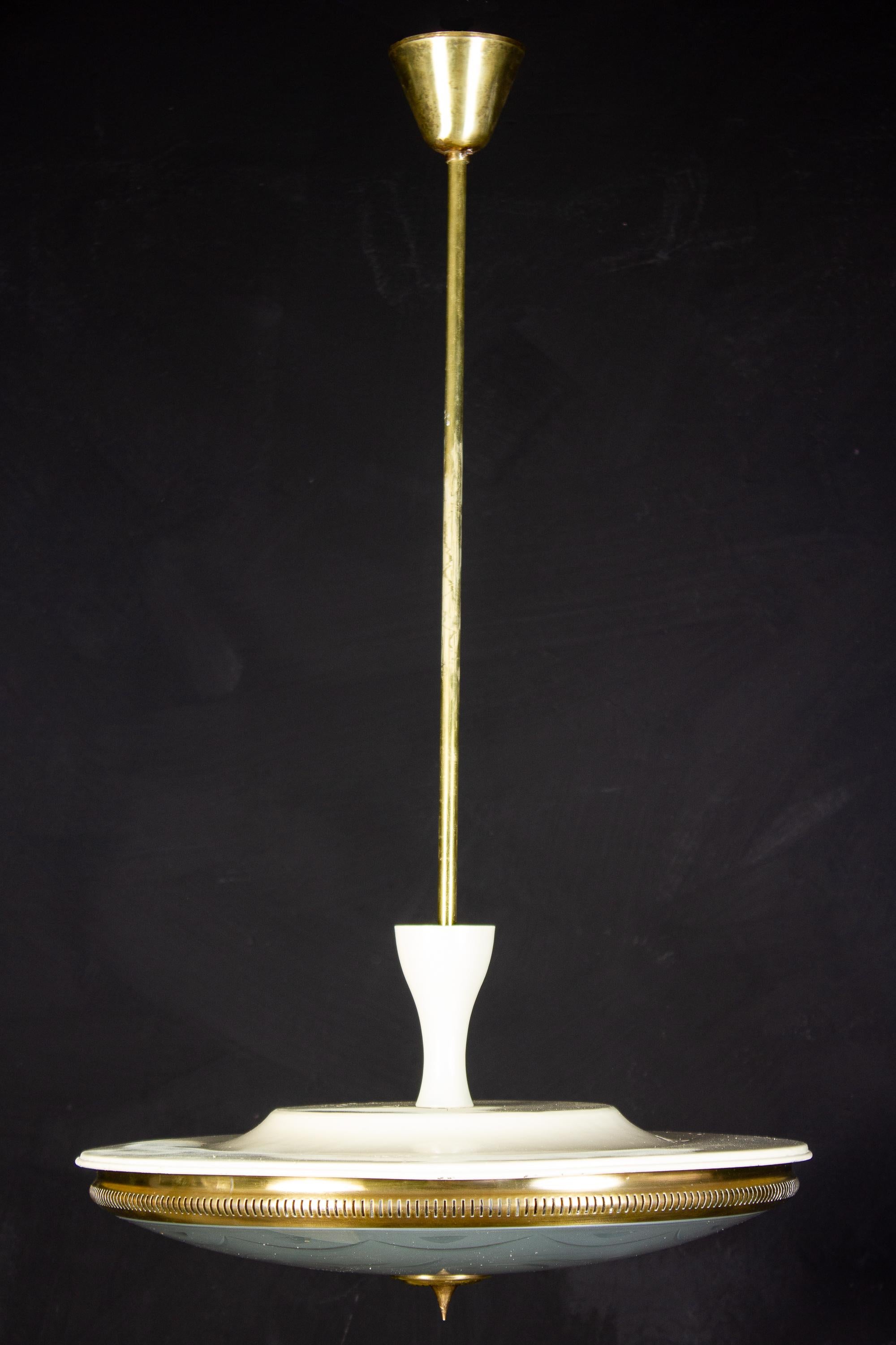Italian Midcentury Ceiling Fixture or Pendant by Luigi Brusotti, Italy, 1940 For Sale