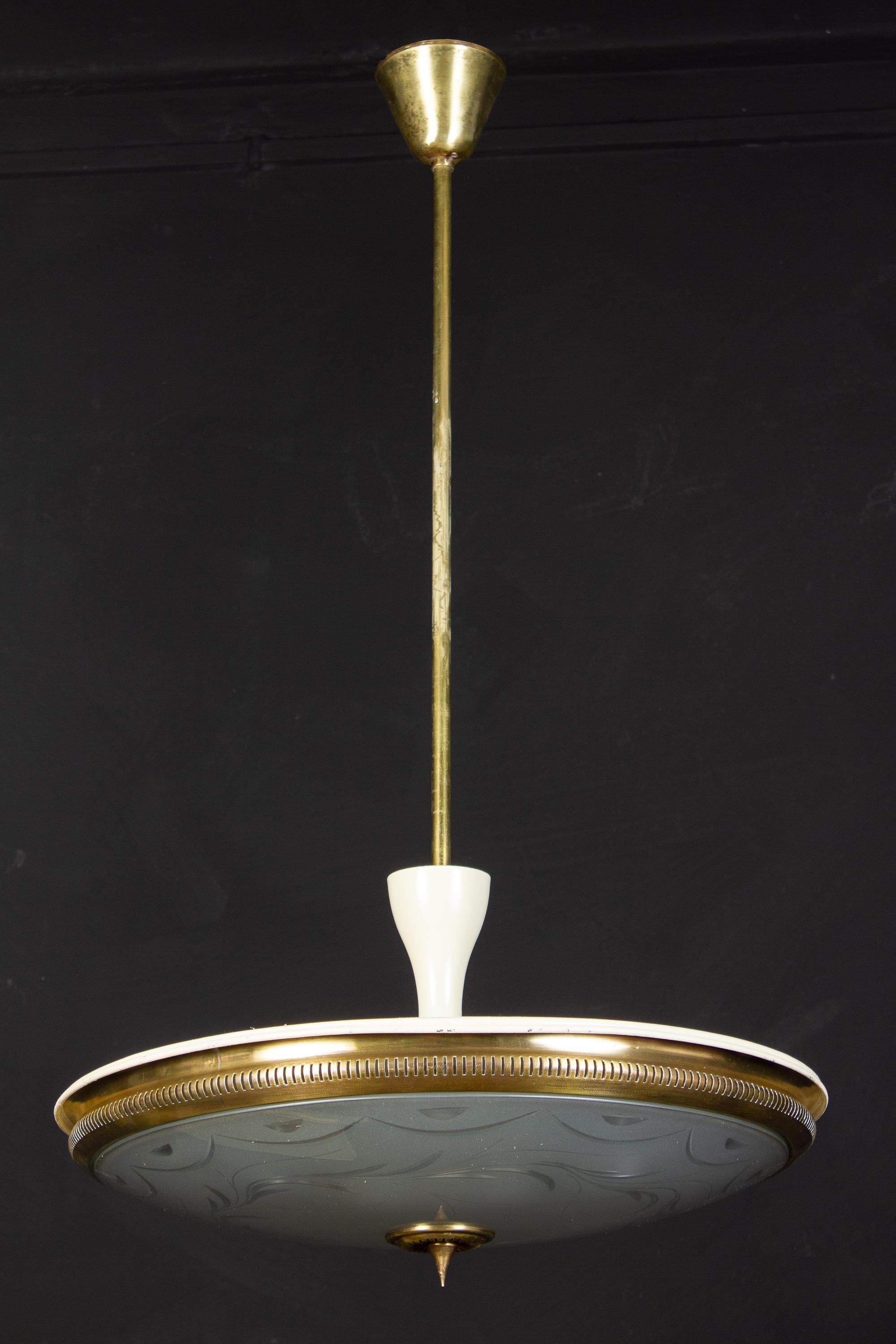 Midcentury Ceiling Fixture or Pendant by Luigi Brusotti, Italy, 1940 In Excellent Condition For Sale In Rome, IT