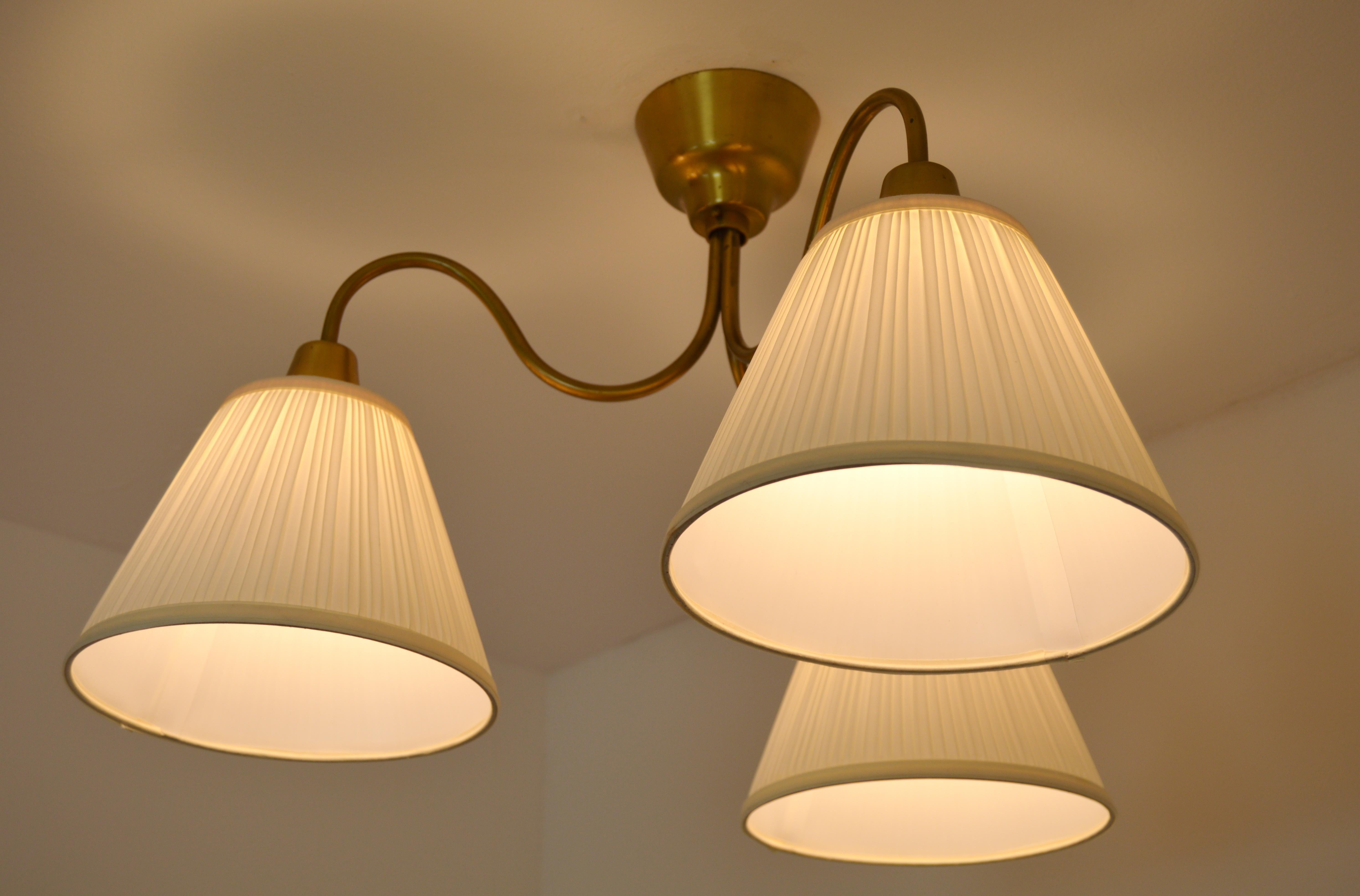 Midcentury Ceiling Lamp by Hans Bergström Ateljé Lyktan in Brass For Sale 4