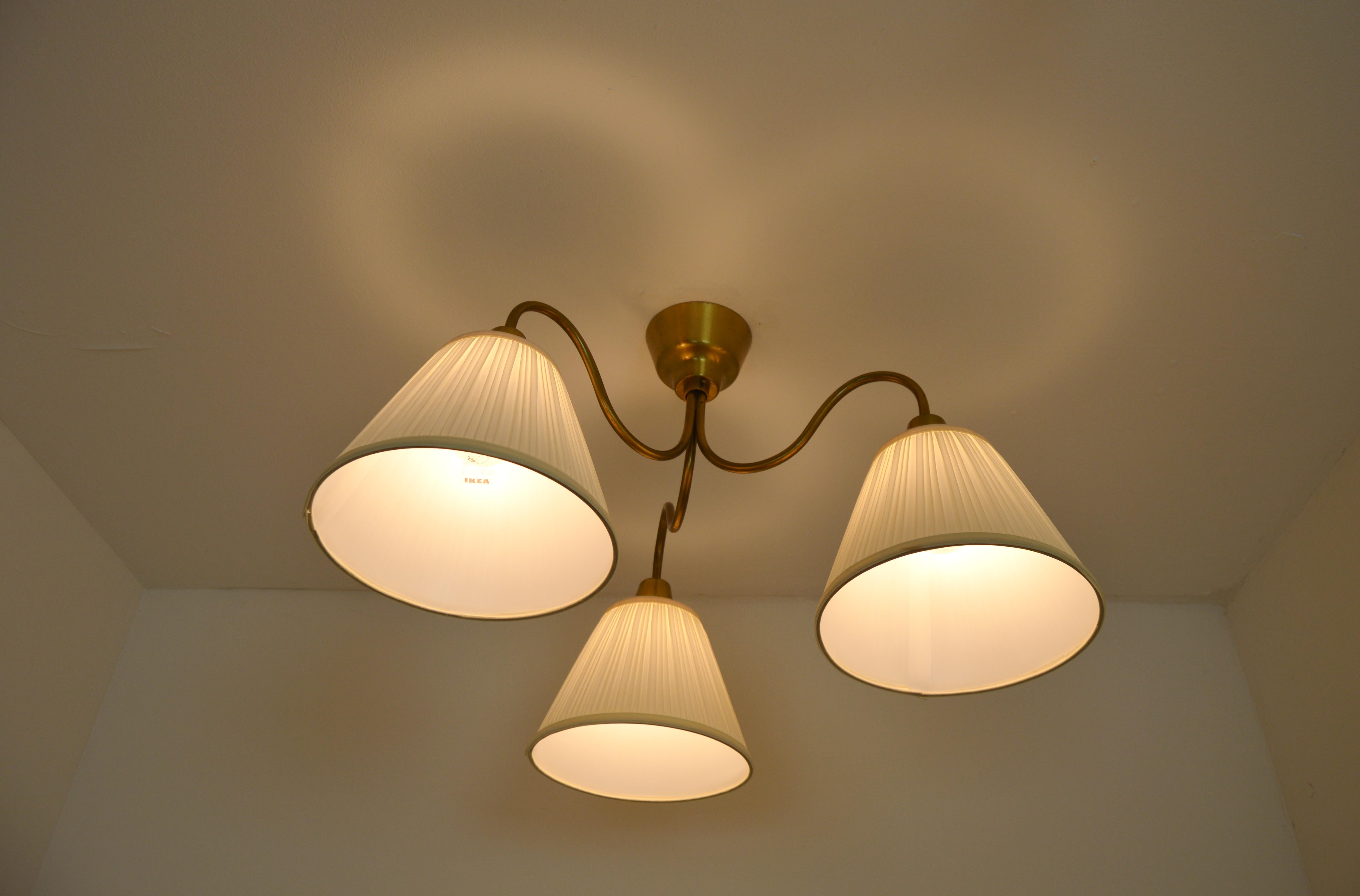 Midcentury Ceiling Lamp by Hans Bergström Ateljé Lyktan in Brass For Sale 5
