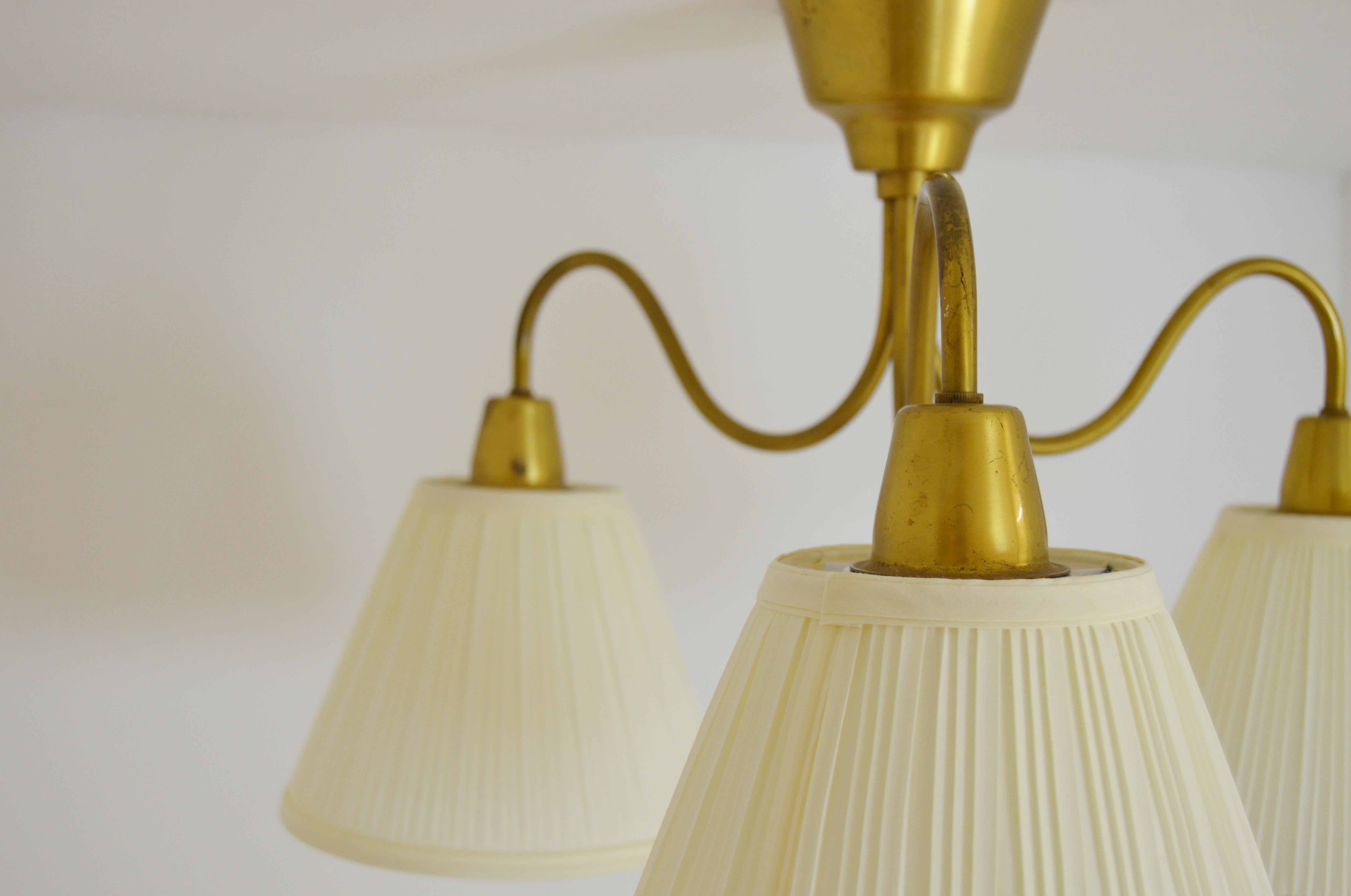Mid-Century Modern Midcentury Ceiling Lamp by Hans Bergström Ateljé Lyktan in Brass For Sale