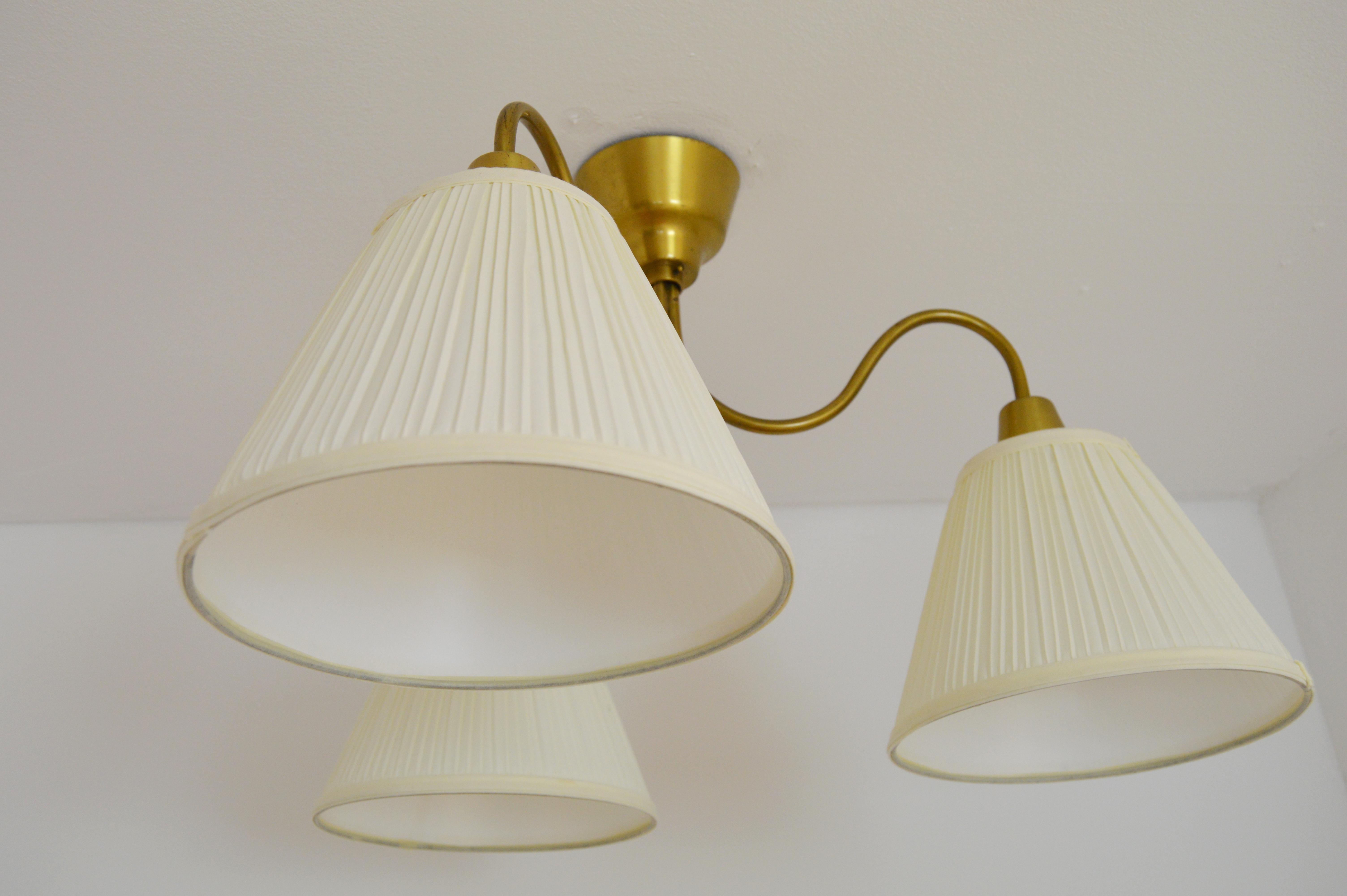 Midcentury Ceiling Lamp by Hans Bergström Ateljé Lyktan in Brass For Sale 1