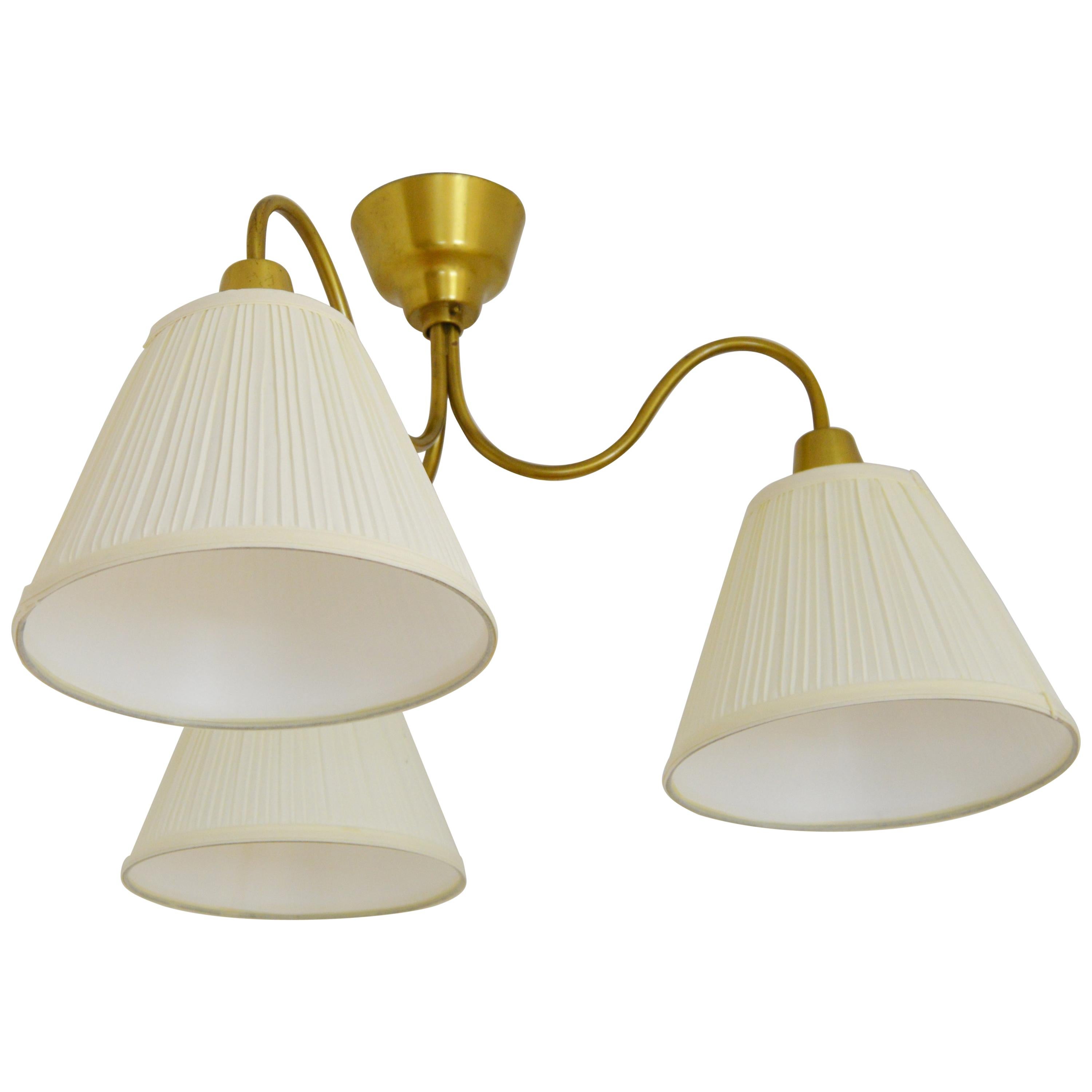 Midcentury Ceiling Lamp by Hans Bergström Ateljé Lyktan in Brass For Sale