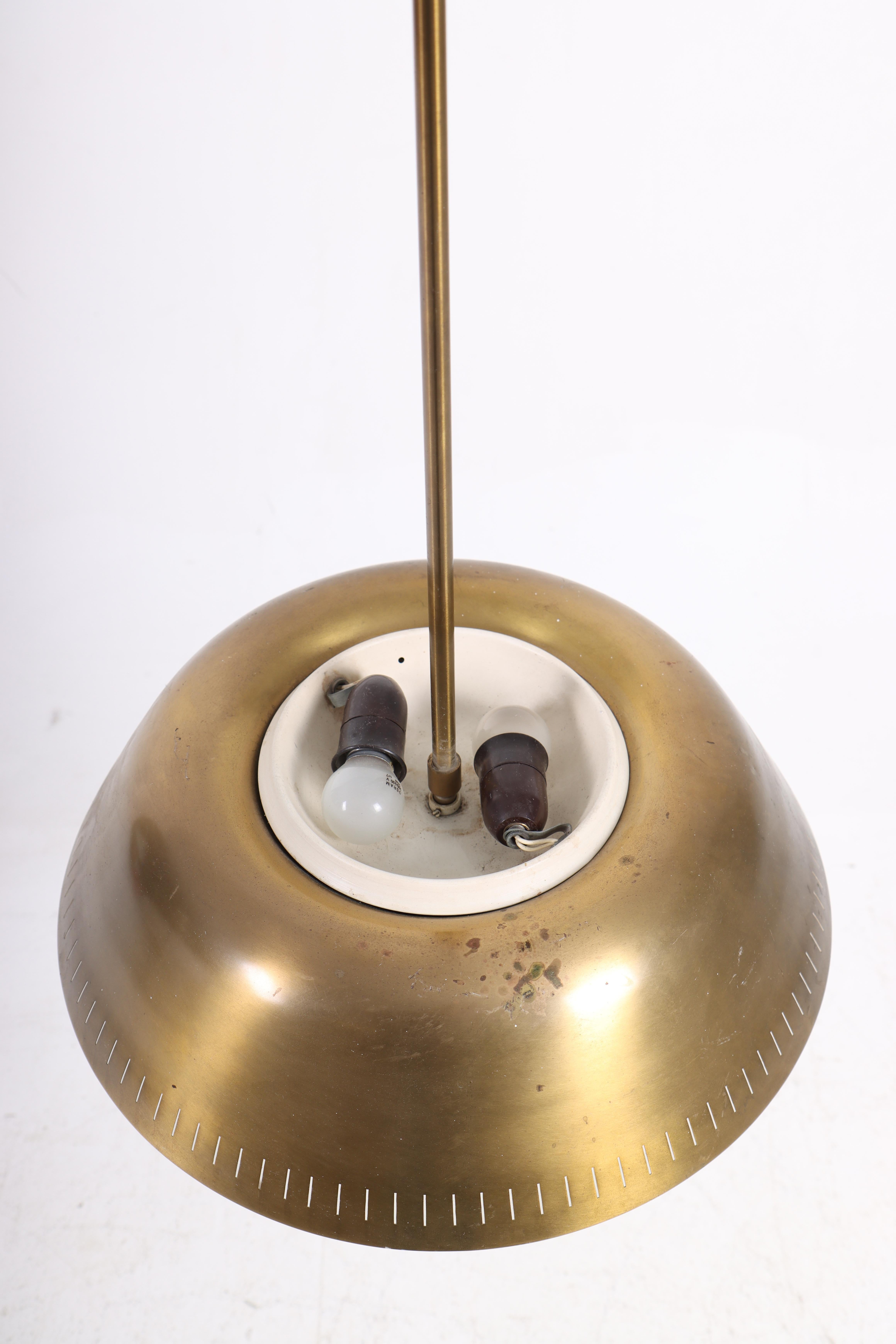 Scandinavian Modern Midcentury Ceiling Lamp in Brass by Harald Notini, 1950s For Sale