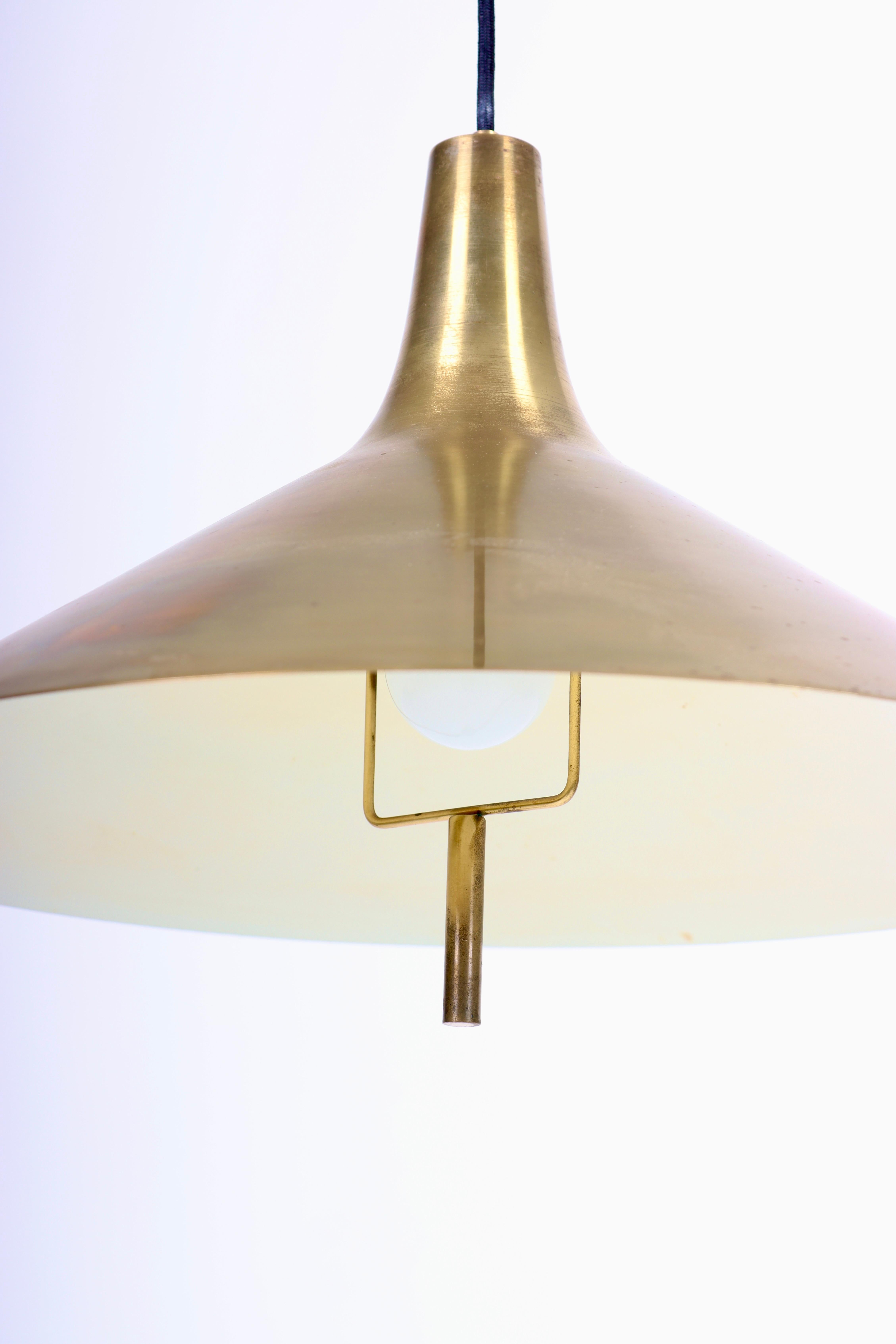 Scandinavian Modern Midcentury Ceiling Lamp in Brass by T.H. Valentiner, 1960s For Sale