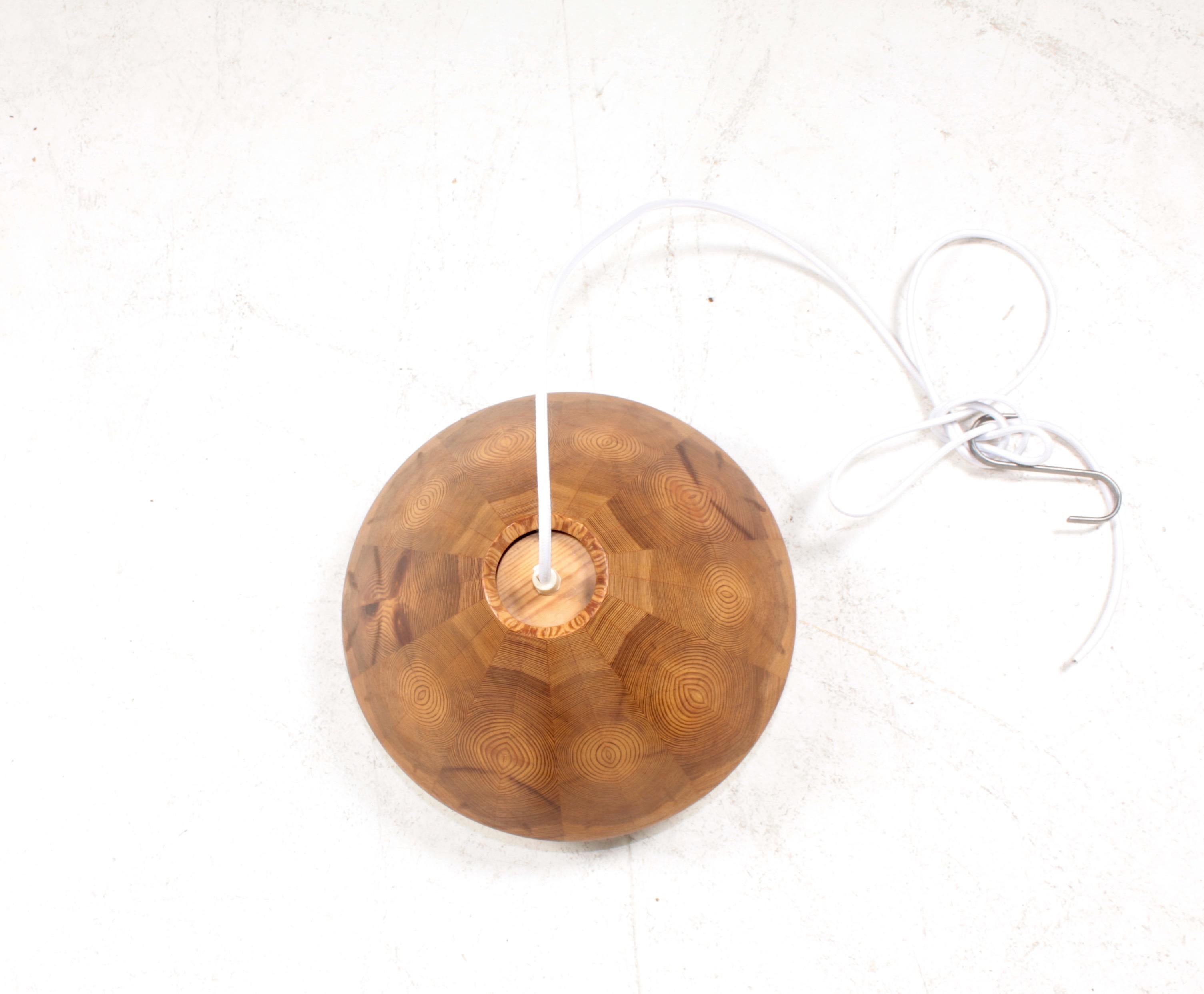 Danish Midcentury Ceiling Lamp in Solid Pine, Made in Denmark 1960s For Sale