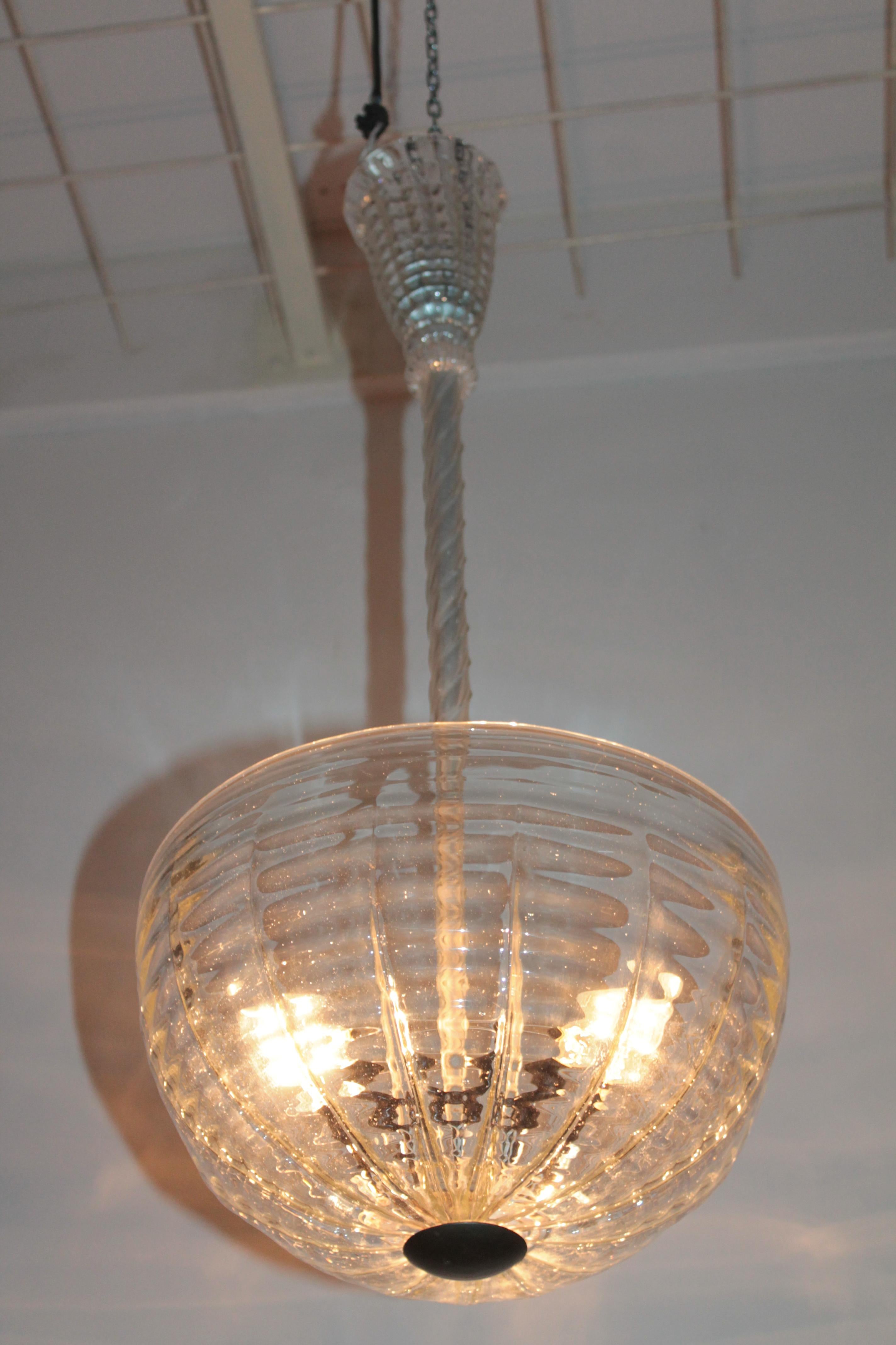 Midcentury Ceiling Lamp Murano Glass by Barovier & Toso, 1950s 4