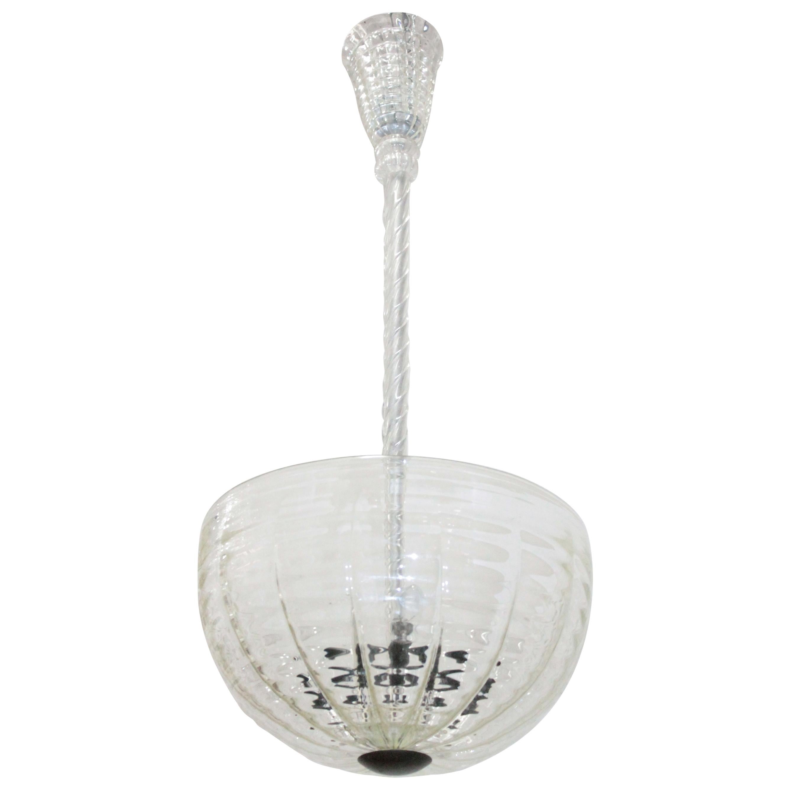 Midcentury Ceiling Lamp Murano Glass by Barovier & Toso, 1950s