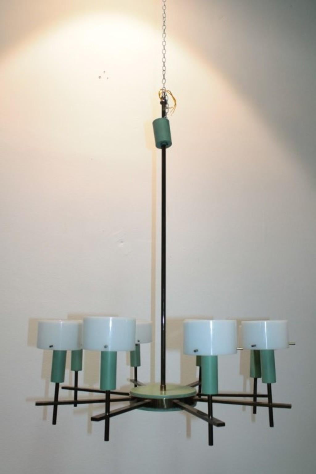 Wonderful ceiling lamp 1950s Italian manufacturing attributed to Stilux-Milano.