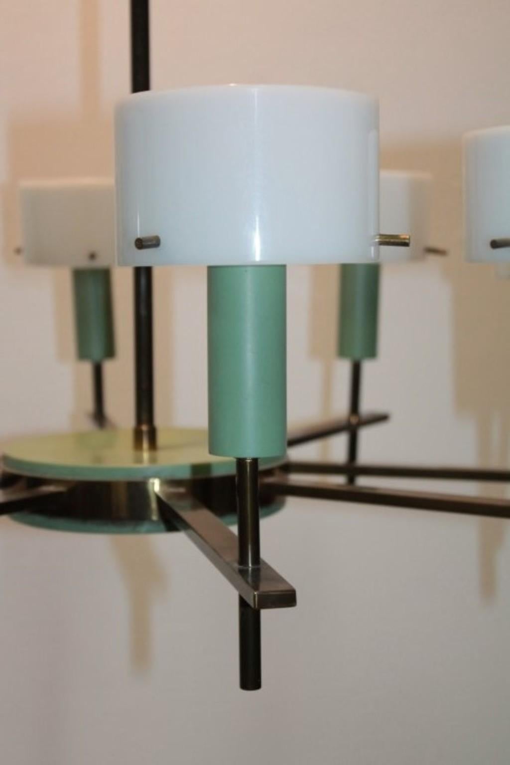 Mid-Century Modern Midcentury Ceiling Lamp Perpex and Brass Stilux-Milano For Sale