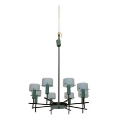 Midcentury Ceiling Lamp Perpex and Brass Stilux-Milano