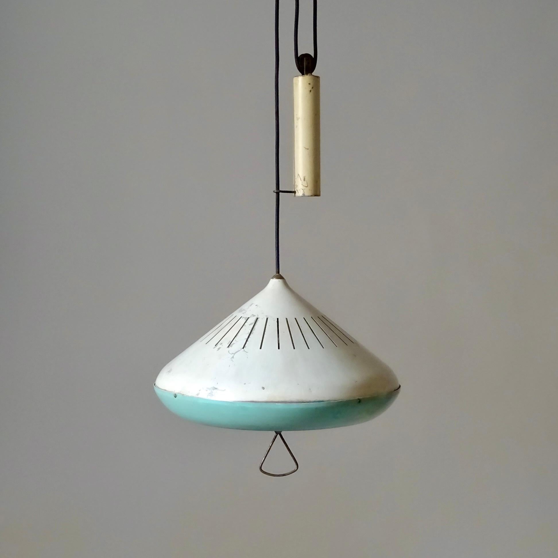 Midcentury ceiling lamp with counterweight, 1950s For Sale 3