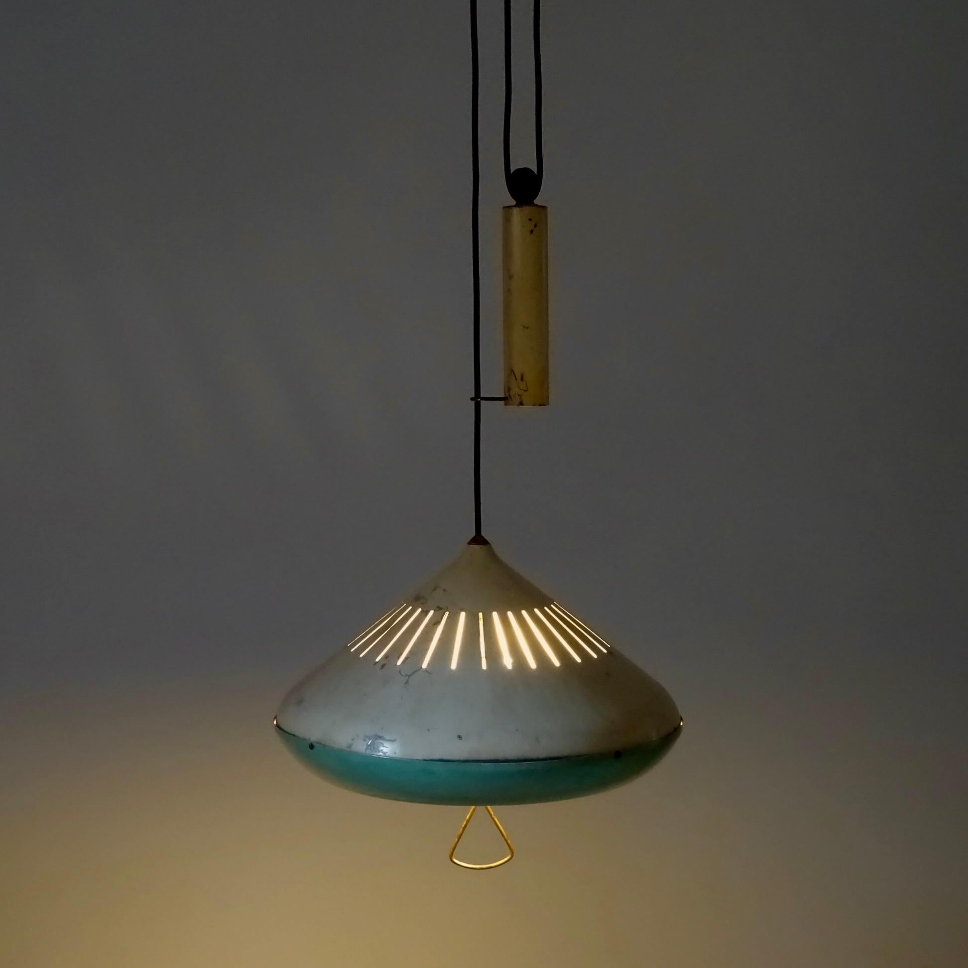 Midcentury ceiling lamp with counterweight, 1950s For Sale 1