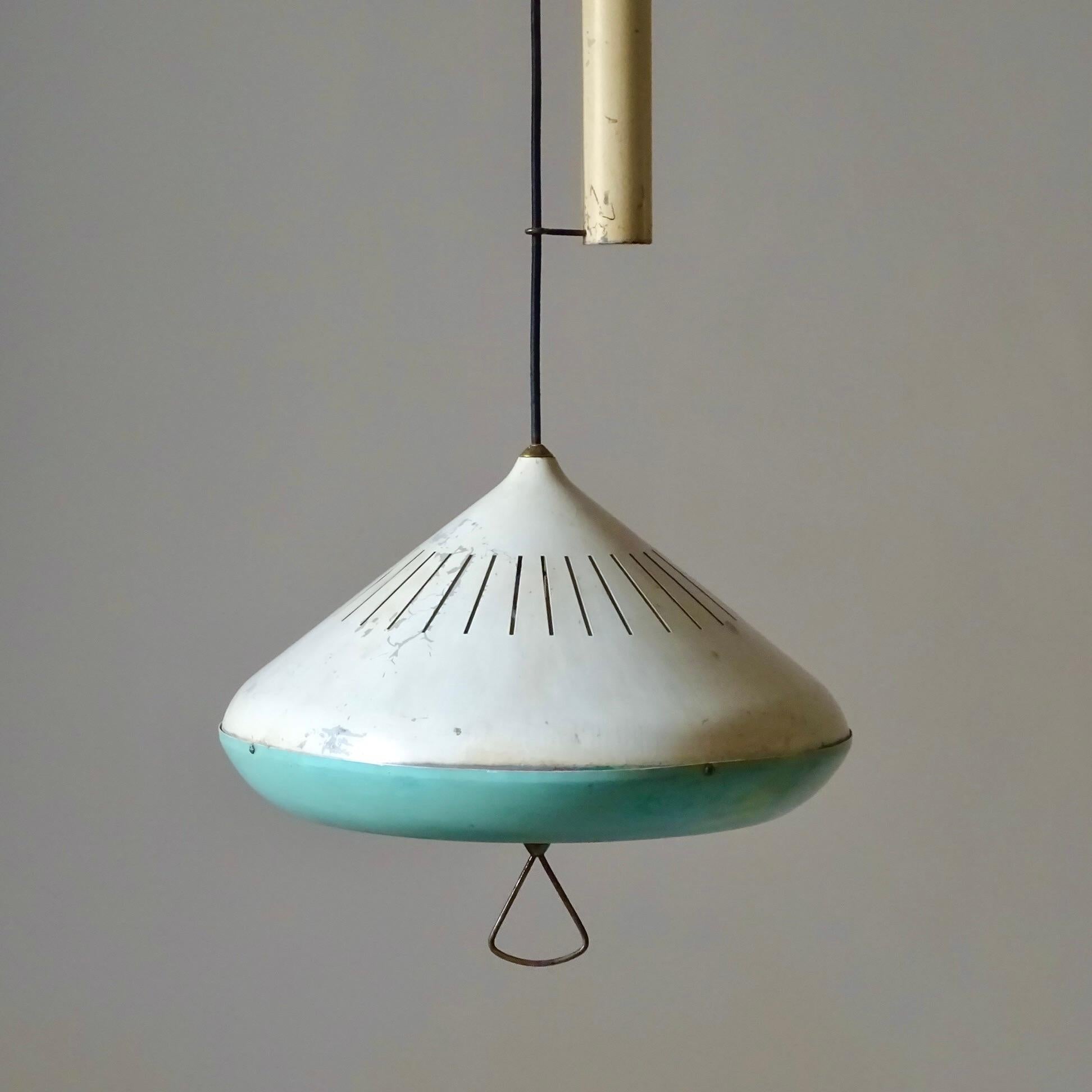 Midcentury ceiling lamp with counterweight, 1950s For Sale 2